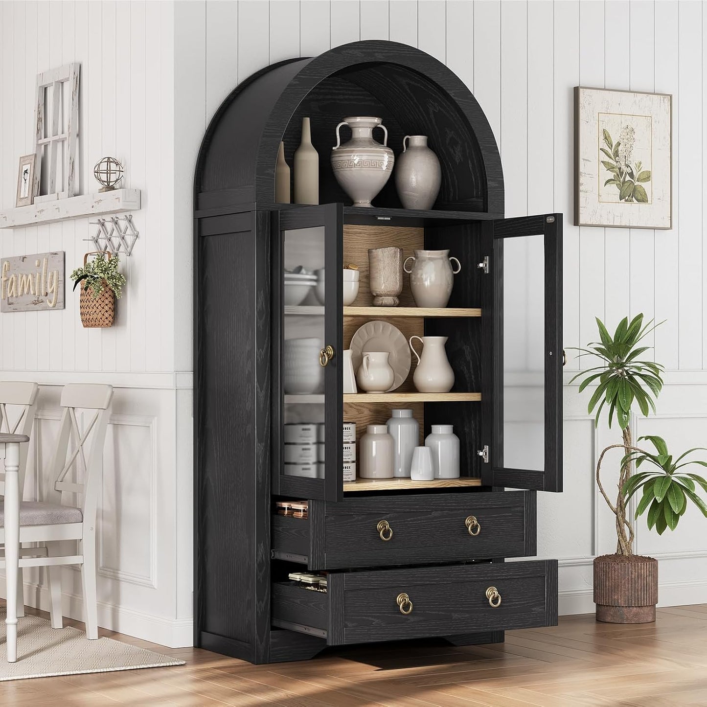 Kitchen Pantry Cabinet Arched Cabinet Bookshelf/Bookcase