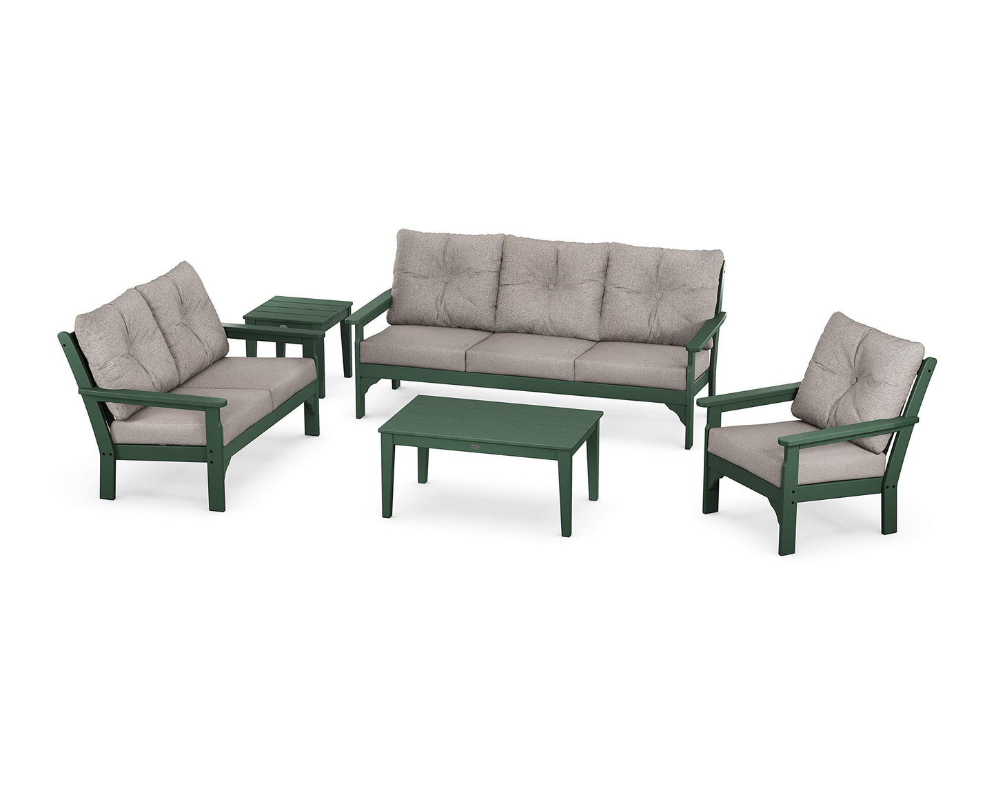 POLYWOOD® Vineyard Deep Seating Set, Black/Grey Mist