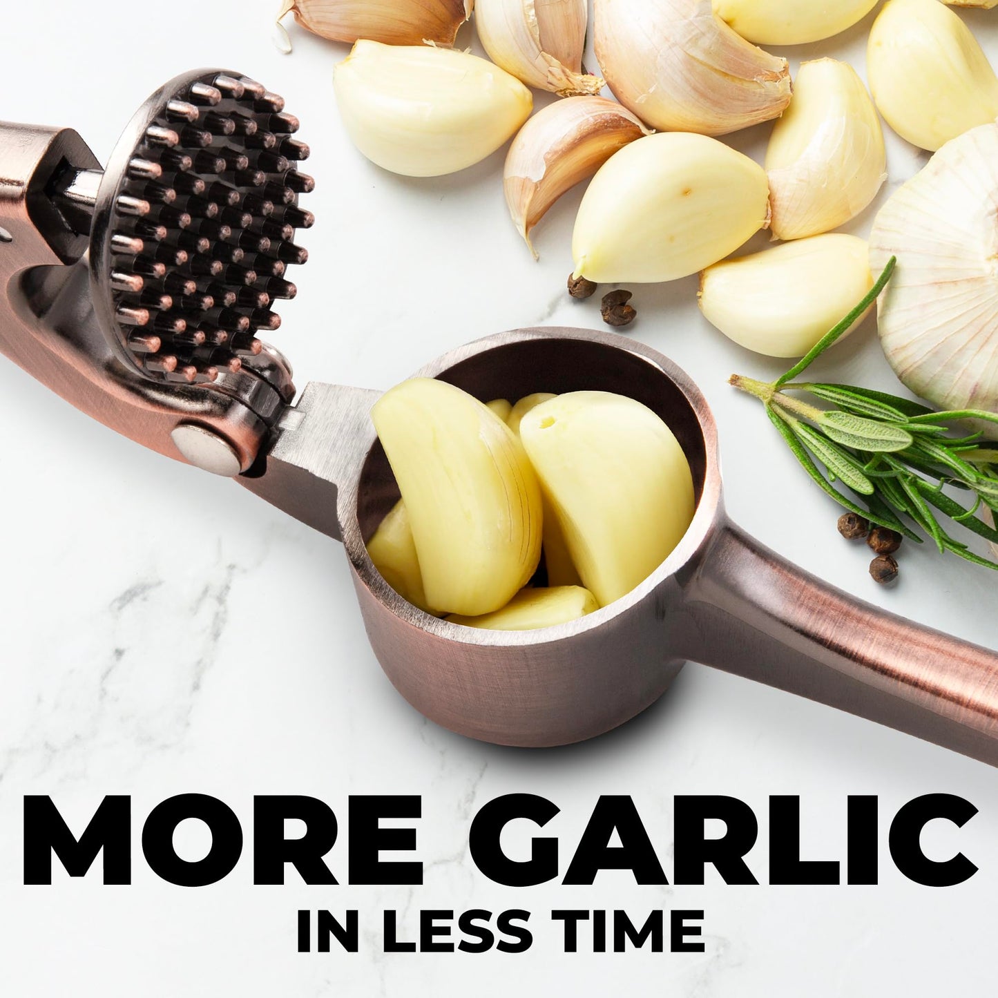 Zulay Kitchen Premium Garlic Press Set - Rust Proof & Dishwasher Safe Professional Garlic Mincer Tool - Easy-Squeeze, Easy-Clean with Soft, Ergonomic Handle - Silicone Garlic Peeler & Brush (Silver)
