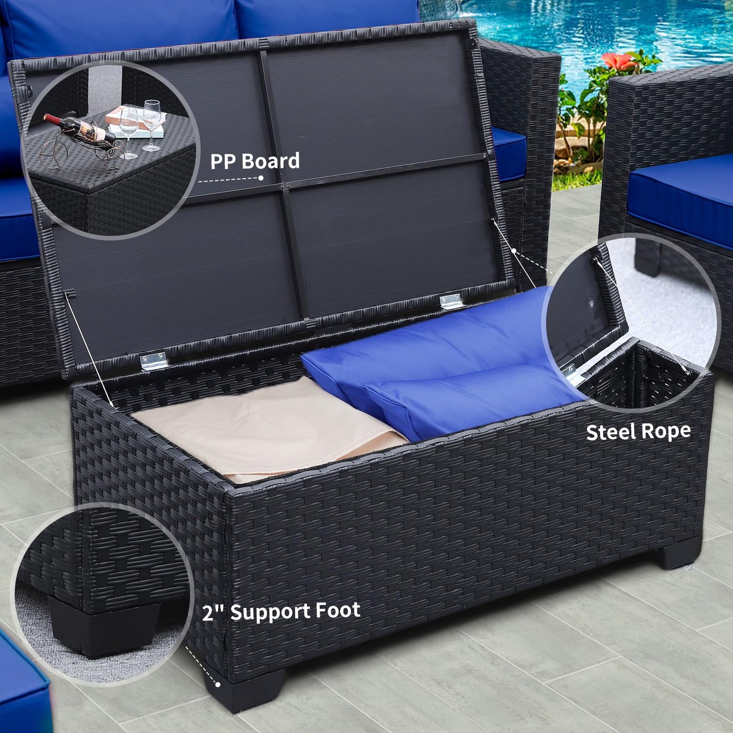 Rattaner 5 Pcs Outdoor Furniture Sets Patio Furniture Set with 45" Fire Pit Patio Couch Outdoor Chairs 60000 BTU Steel Propane Fire Pit Table No-Slip Cushions and Waterproof Covers, Light Grey