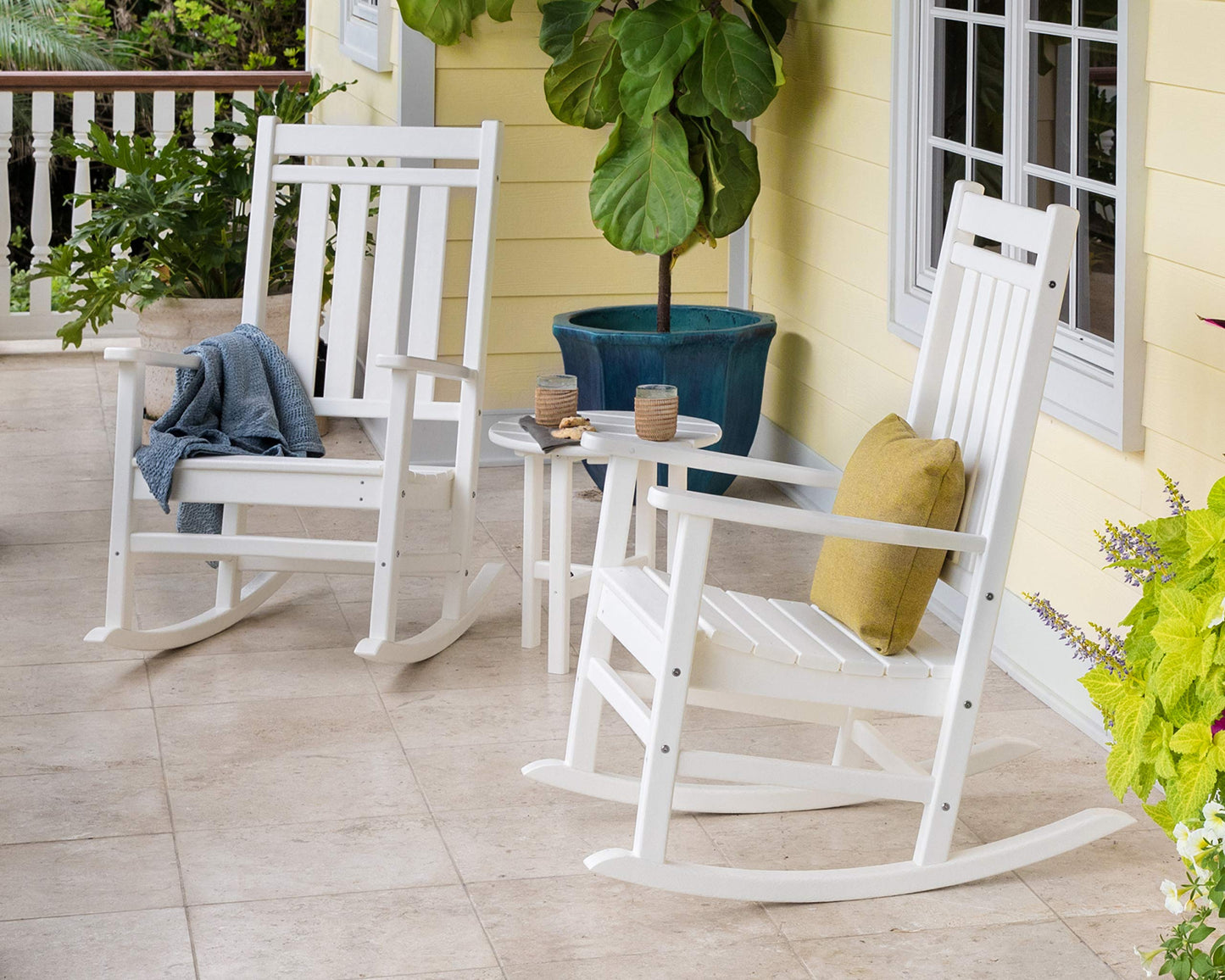POLYWOOD® Estate 3-Piece Rocking Chair Set, Black