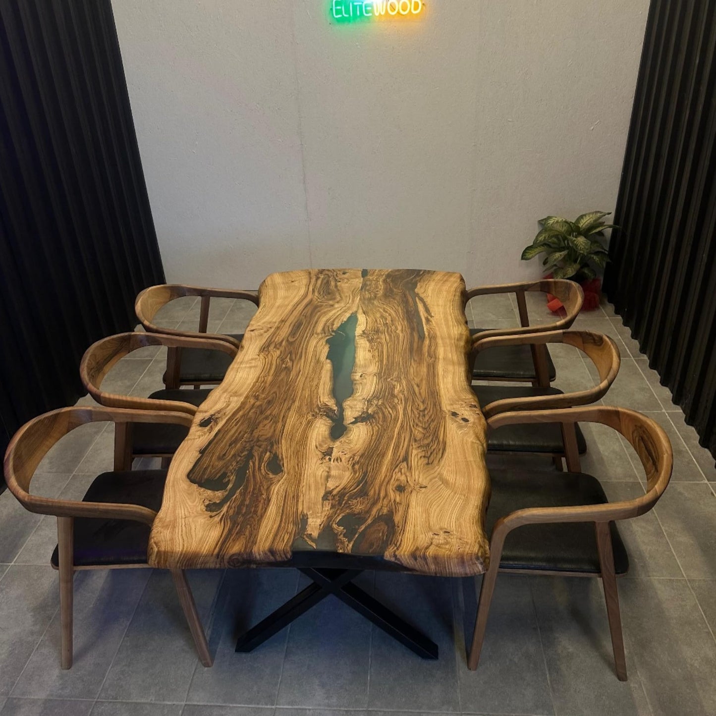 Elite Wood 55 x 31 in Handcrafted Live Edge Chestnut Table - Epoxy Resin, Dinning Room, Kitchen Table, Modern, Rustic Modern, Kitchen Tables, Farmhouse Dining