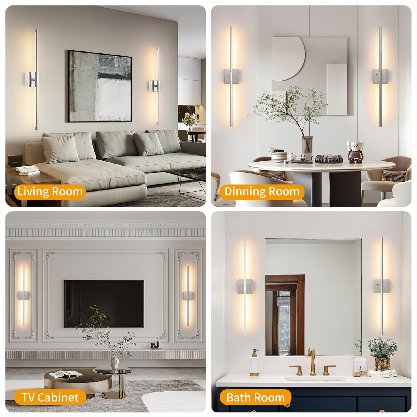 Battery Operated Wall Sconces Set of 2, Dimmable Battery Wall Sconce with Remote Control, Black Gold LED Rechargeable Sconces, 24 Inch Modern Wireless Wall Lights for Bedroom, Living Room