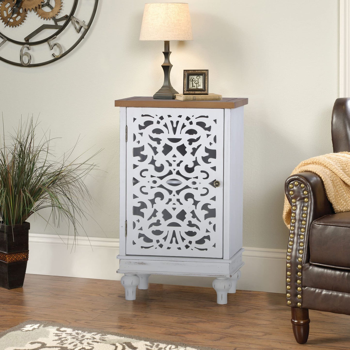 Sophia & William Tall Storage Cabinet 47.4", Decorative 2-Door Tall Accent Cabinet, for Living Room, Dining Room, White