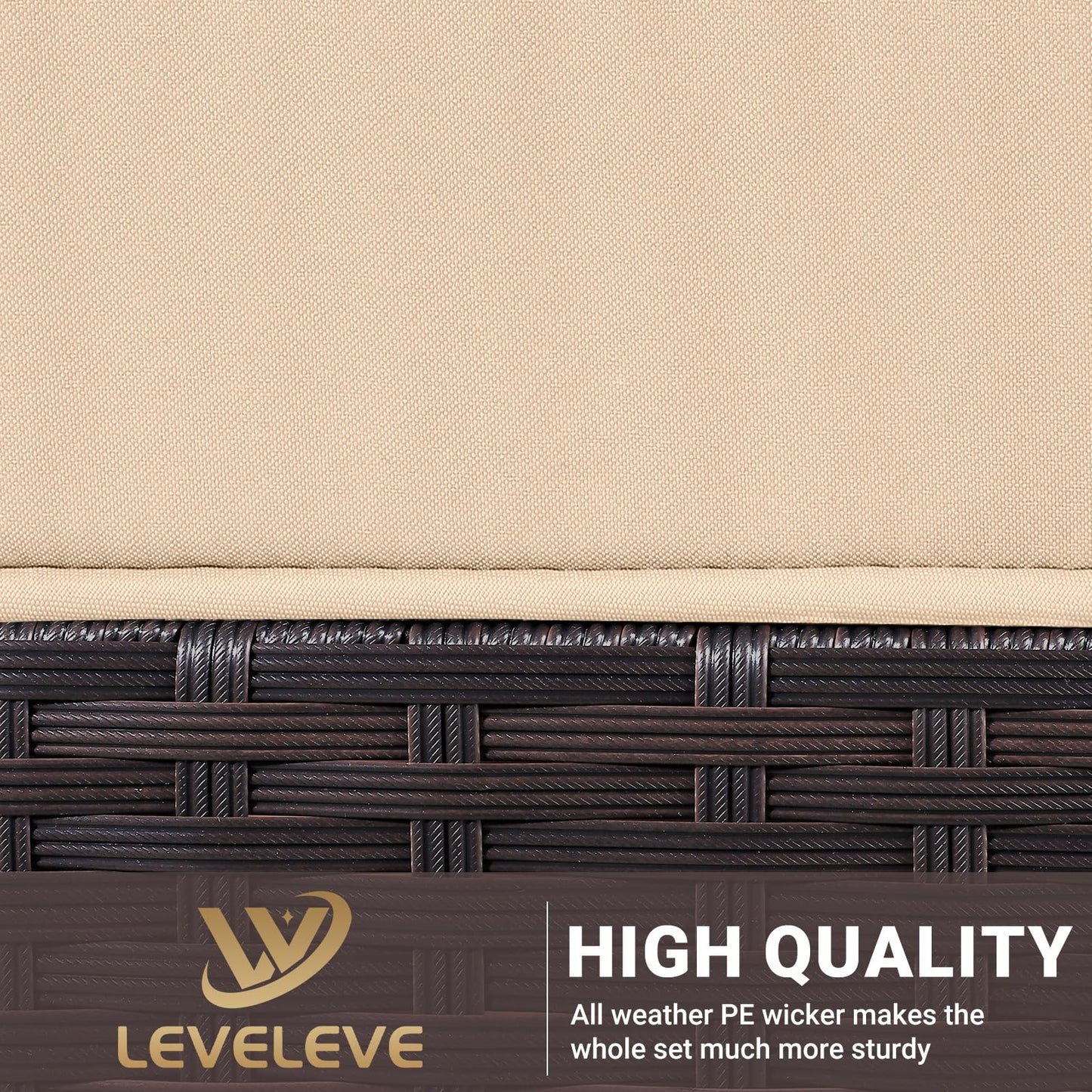 LEVELEVE 7 Pieces Outdoor Patio Furniture Sets,Rattan Conversation Sectional Set,Manual Weaving Wicker Patio Sofa with Tea Table