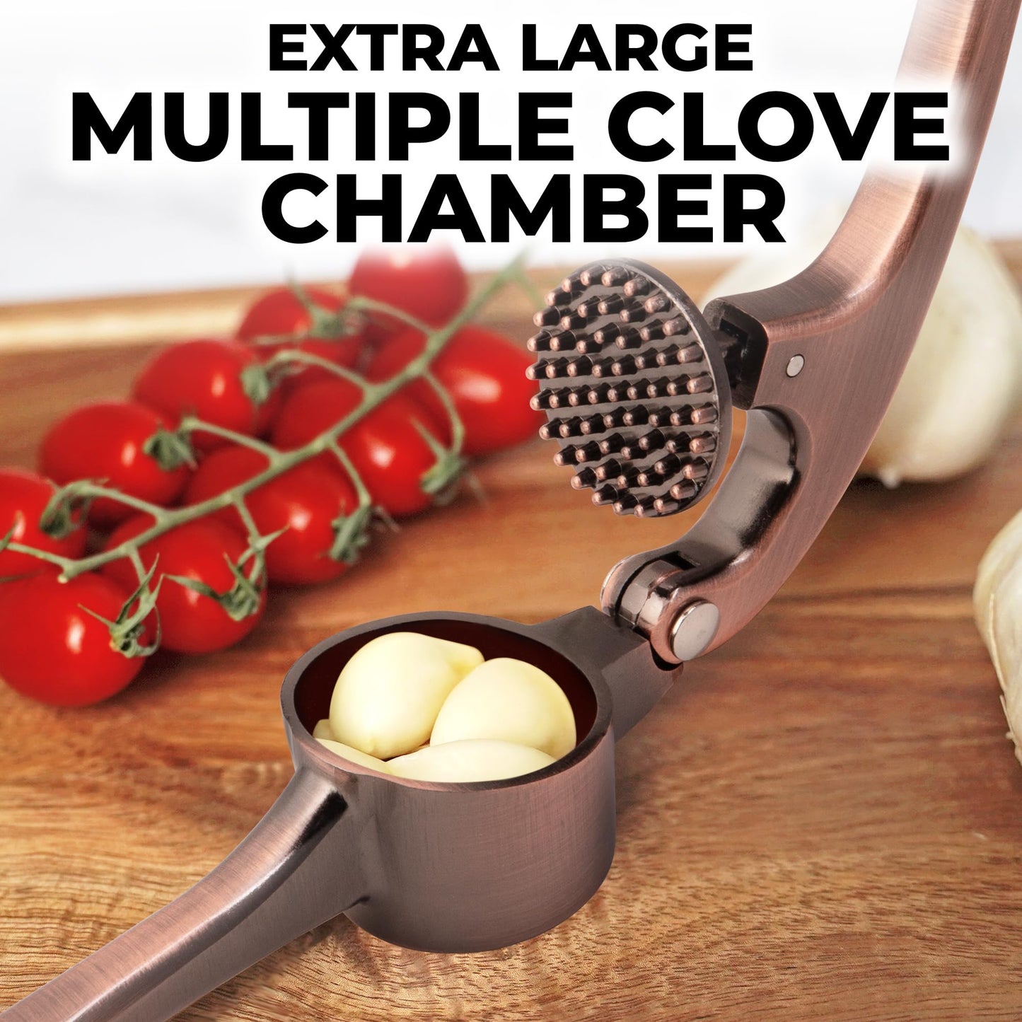 Zulay Kitchen Premium Garlic Press Set - Rust Proof & Dishwasher Safe Professional Garlic Mincer Tool - Easy-Squeeze, Easy-Clean with Soft, Ergonomic Handle - Silicone Garlic Peeler & Brush (Silver)