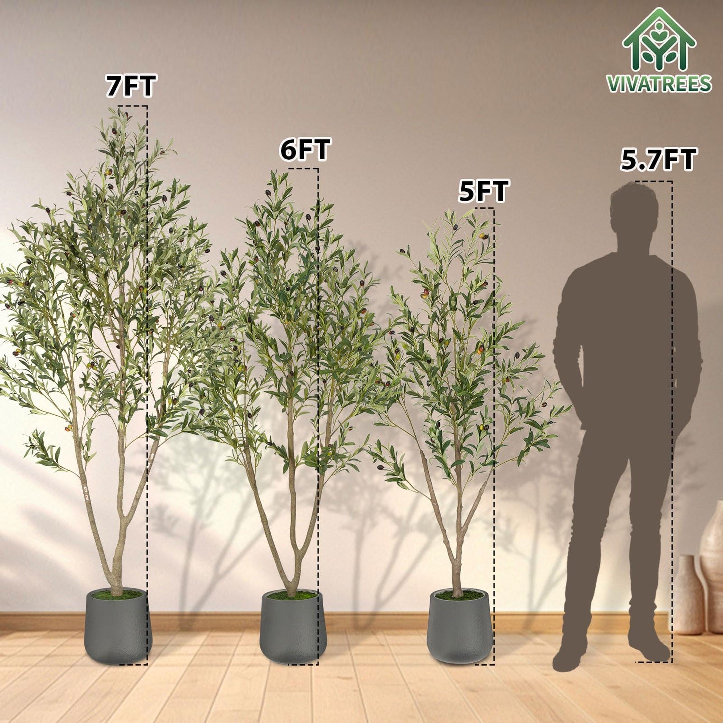 Olive Trees Artificial Indoor, 6FT Tall Faux Olive Tree with White Tall Planter, Artificial Plants with Natural Wood Trunk and Lifelike Fruits for Home Office Decor