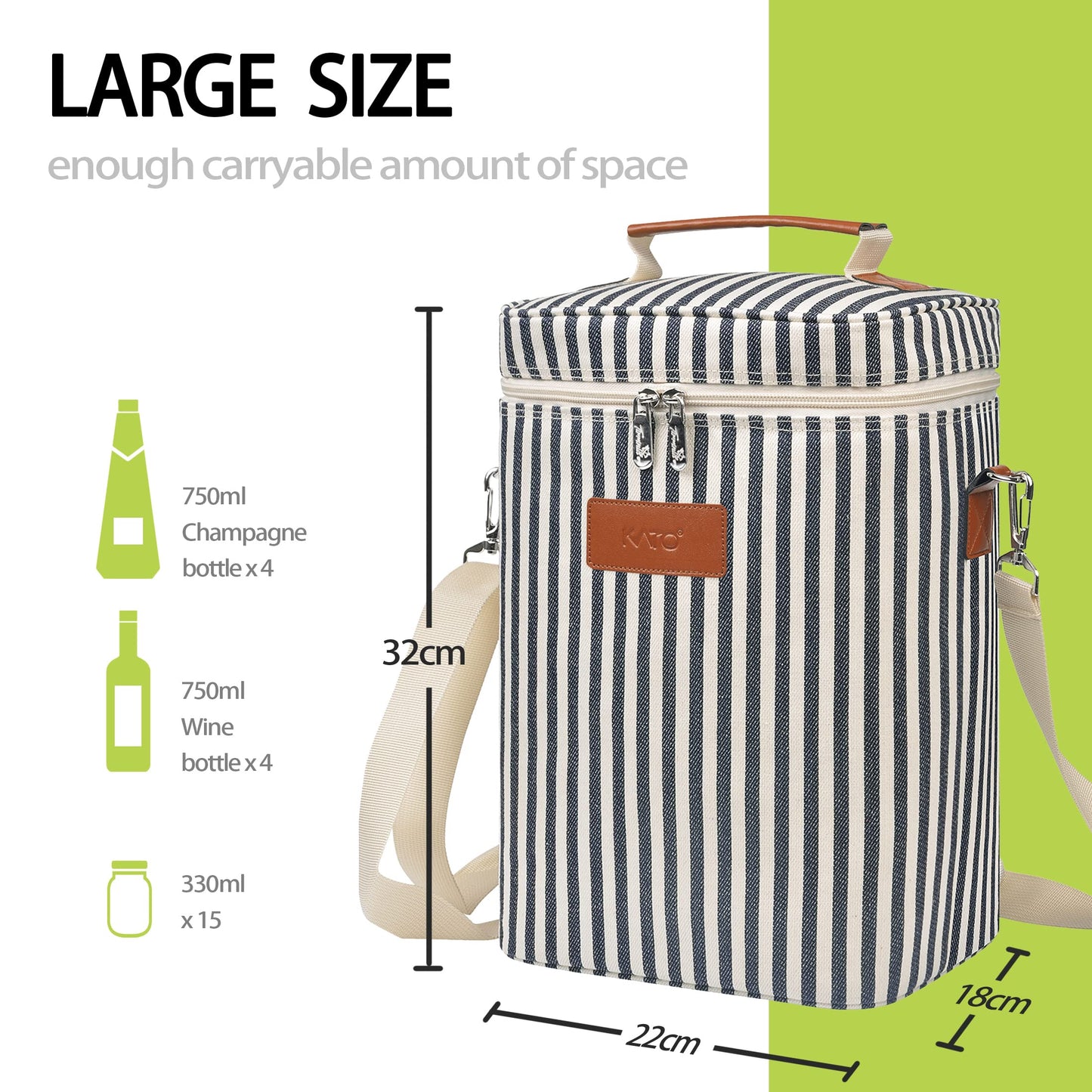 Tirrinia 2 Bottle Leakproof Insulated Wine Tote Carrier Bag - Padded Cooler for Travel, Restaurants, Tasting, Parties, Great Gift for Wine Lovers