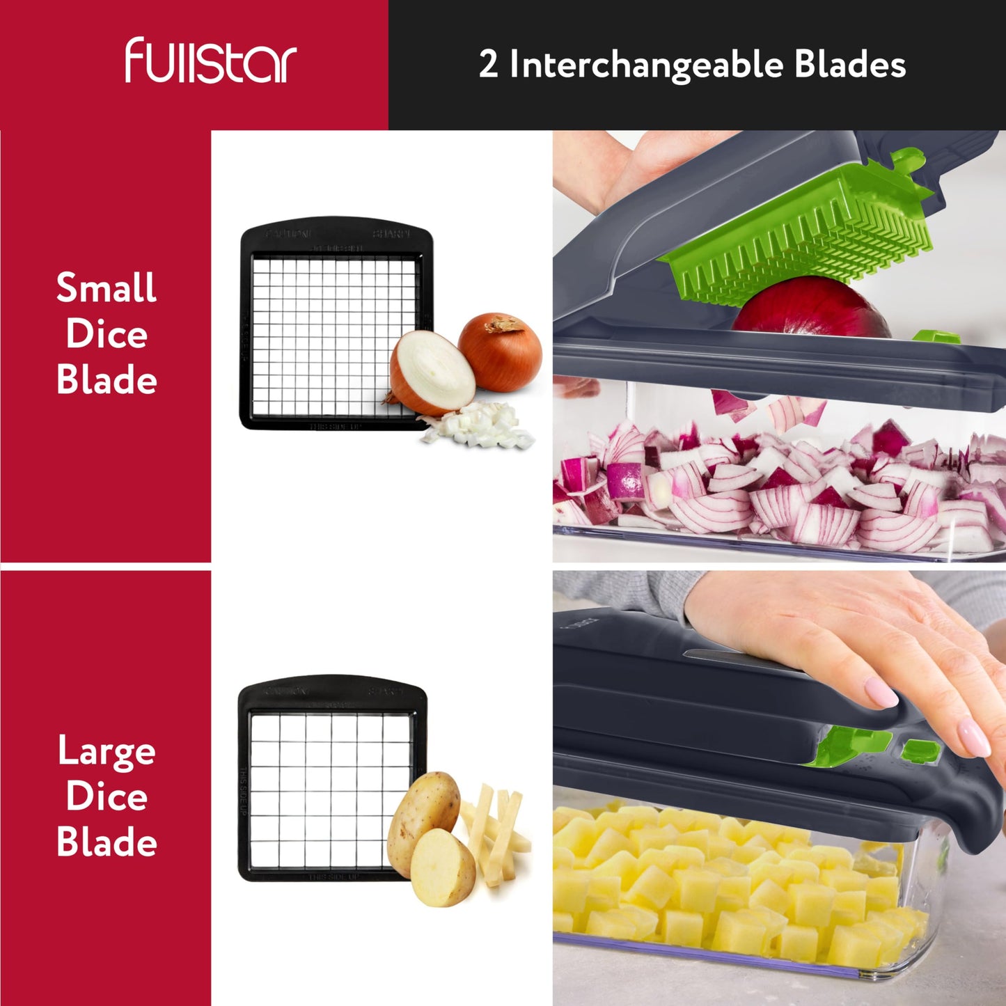Fullstar Vegetable Chopper and Spiralizer - Food Chopper with Container, Fruit Slicer, Kitchen Gadgets & Accessories, Home Essentials (4 in 1, White)