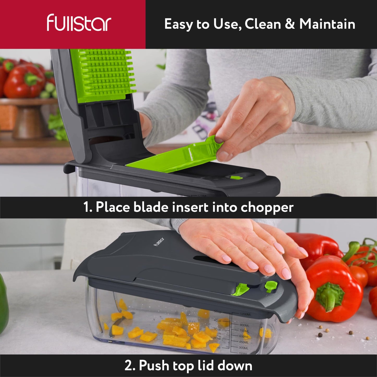 Fullstar Vegetable Chopper and Spiralizer - Food Chopper with Container, Fruit Slicer, Kitchen Gadgets & Accessories, Home Essentials (4 in 1, White)