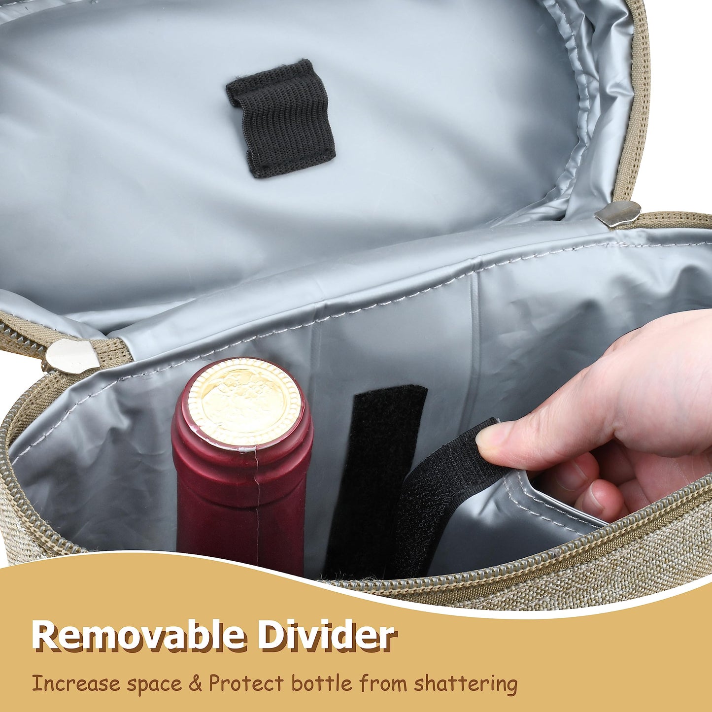 Tirrinia 2 Bottle Leakproof Insulated Wine Tote Carrier Bag - Padded Cooler for Travel, Restaurants, Tasting, Parties, Great Gift for Wine Lovers