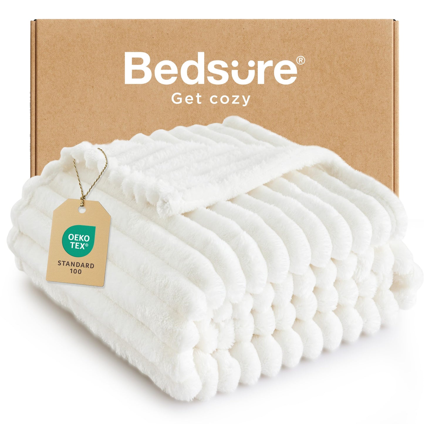 Bedsure White Throw Blanket for Couch - GentleSoft Cozy Soft Blankets for Women, Cute Small Fleece Throws for Girls, Birthday Gifts for Women, Mothers Day Decor Gifts for Mom, Off White, 50x60 Inches