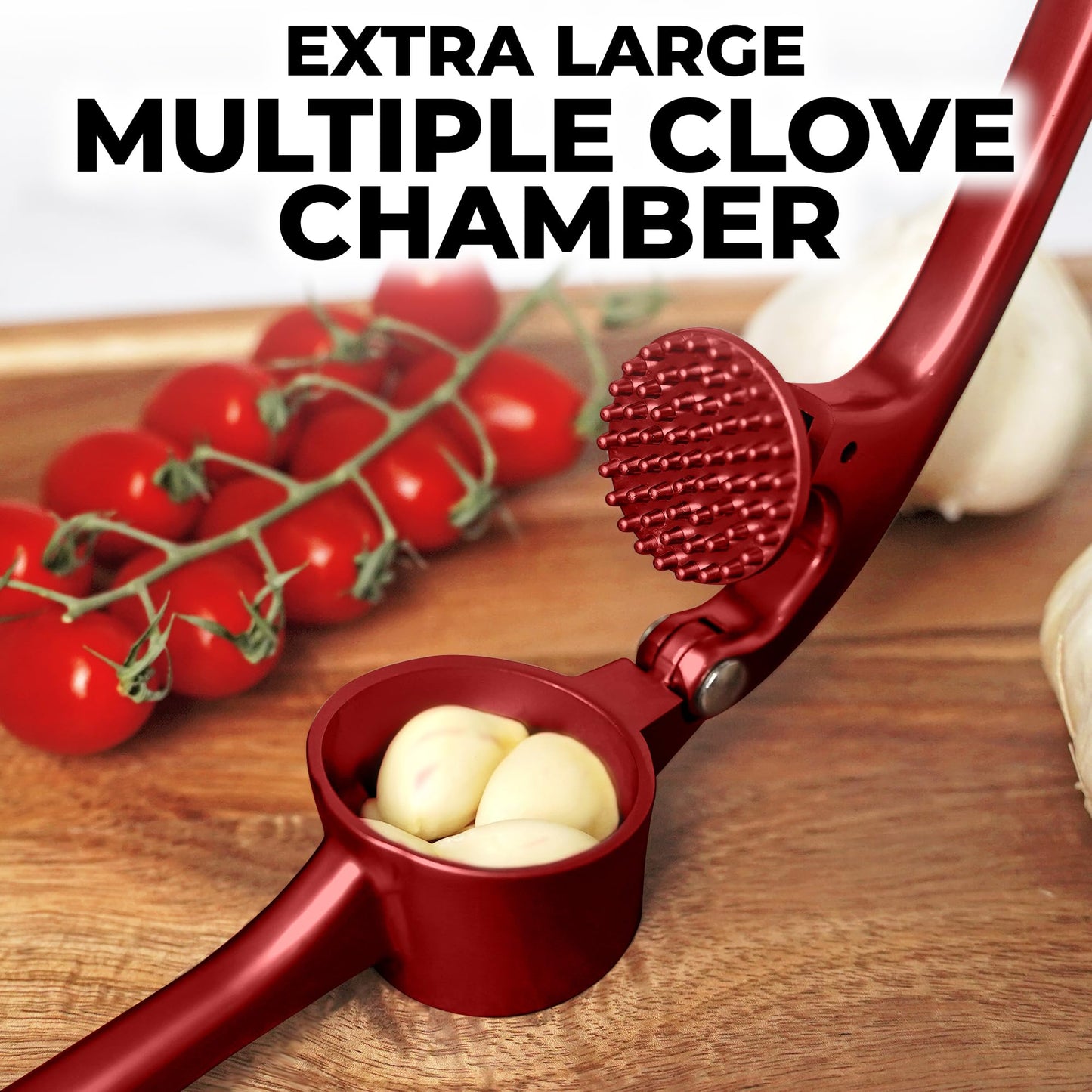 Zulay Kitchen Premium Garlic Press Set - Rust Proof & Dishwasher Safe Professional Garlic Mincer Tool - Easy-Squeeze, Easy-Clean with Soft, Ergonomic Handle - Silicone Garlic Peeler & Brush (Silver)