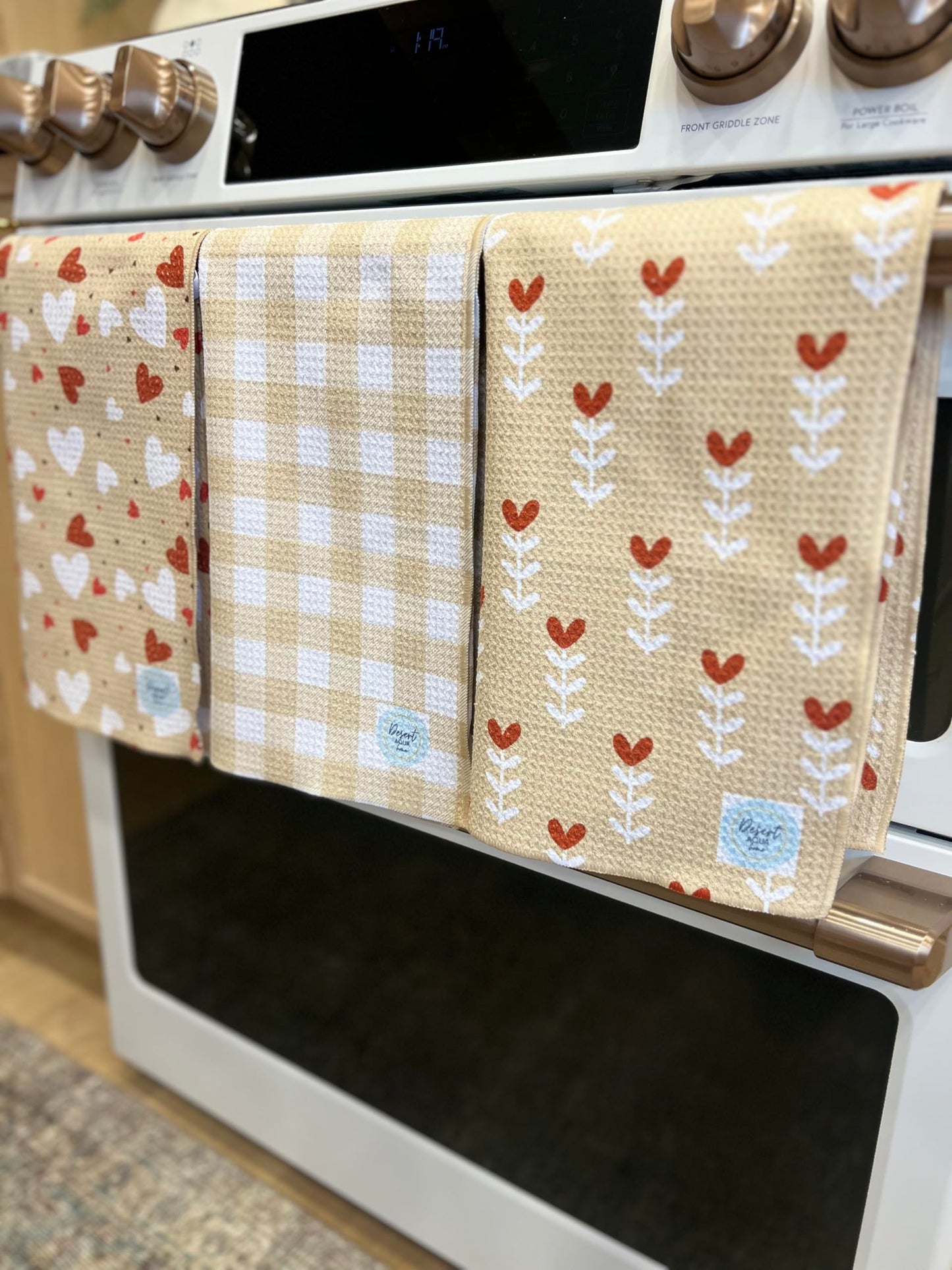|| 3 Pack|| Not Your Ordinary Dish Towels || Waffle Weave Microfiber || Tea Towels || Highly Absorbent || Hanging Loop || Dish Cloths || Modern || Designer Prints (Easter Bows)