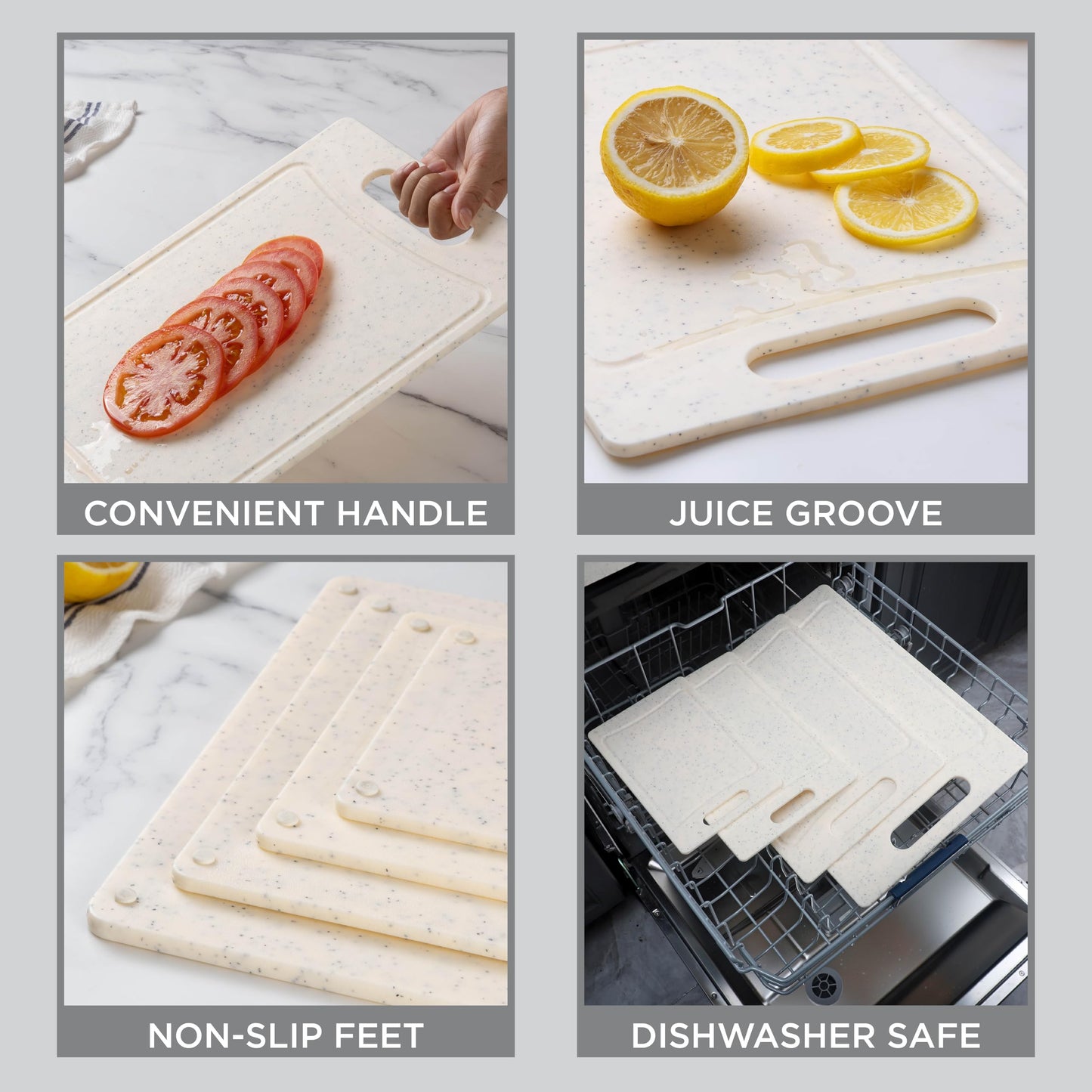 COOK WITH COLOR Non-Slip Cutting Board Set – Kitchen Essentials with Easy Grip Handle for Meat, Veggies, and Fruits, 3 Cutting Boards, Teal