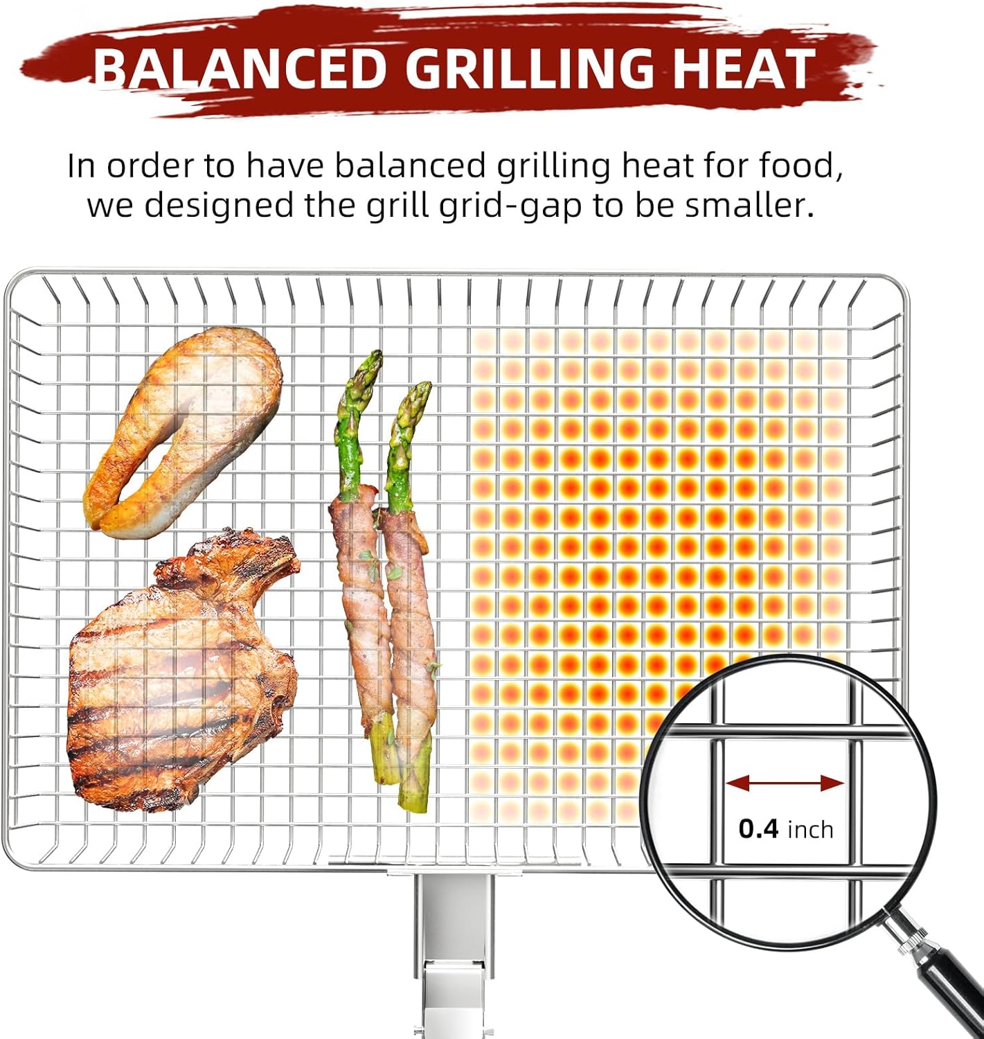 Grill Basket Extra Large, SUS304 Stainless Steel, Portable Folding BBQ Camping Grilling Rack for Fish, Vegetables, Shrimp, Barbeque Griller Cooking Accessories, Grilling Gifts for Men, Dad