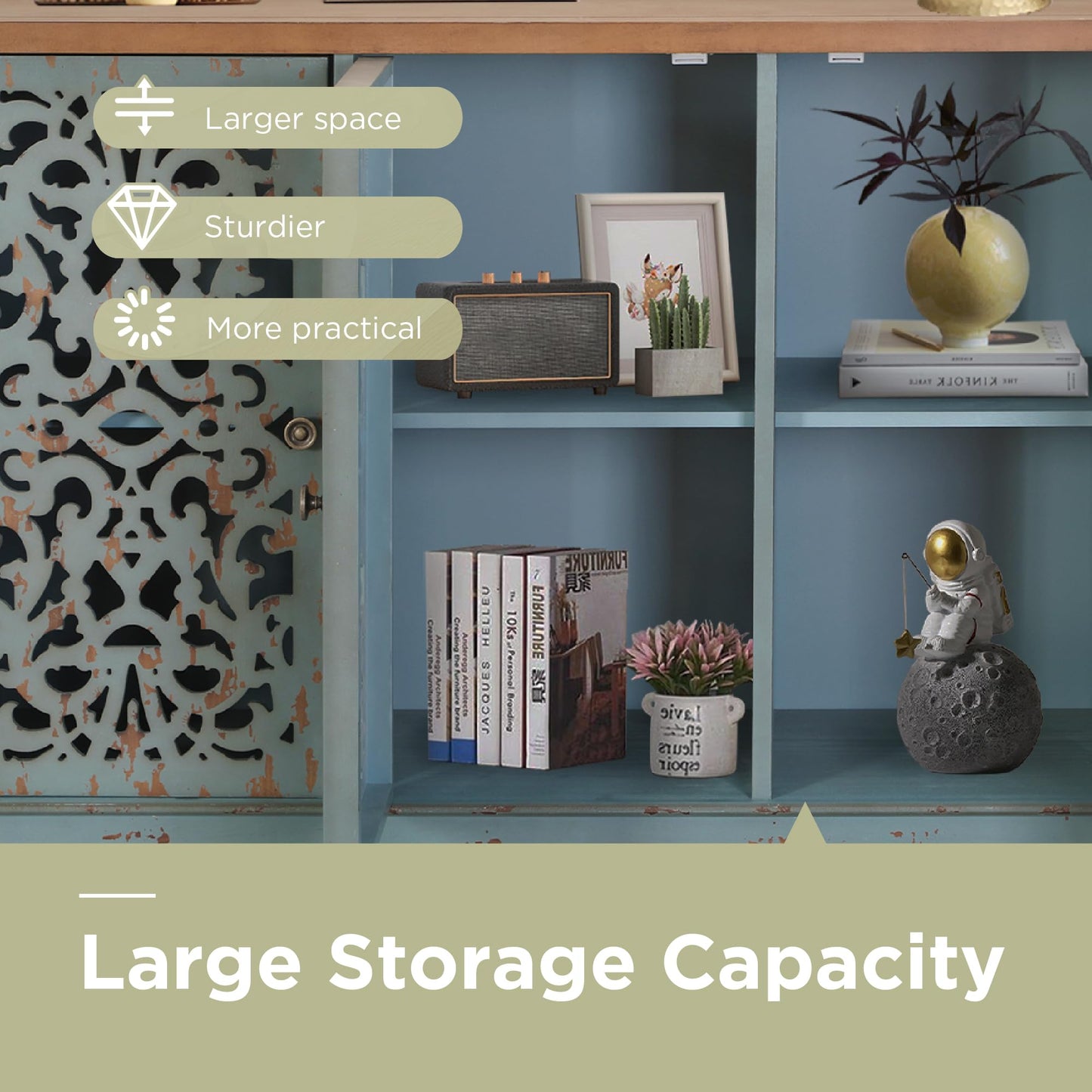 Sophia & William Tall Storage Cabinet 47.4", Decorative 2-Door Tall Accent Cabinet, for Living Room, Dining Room, White