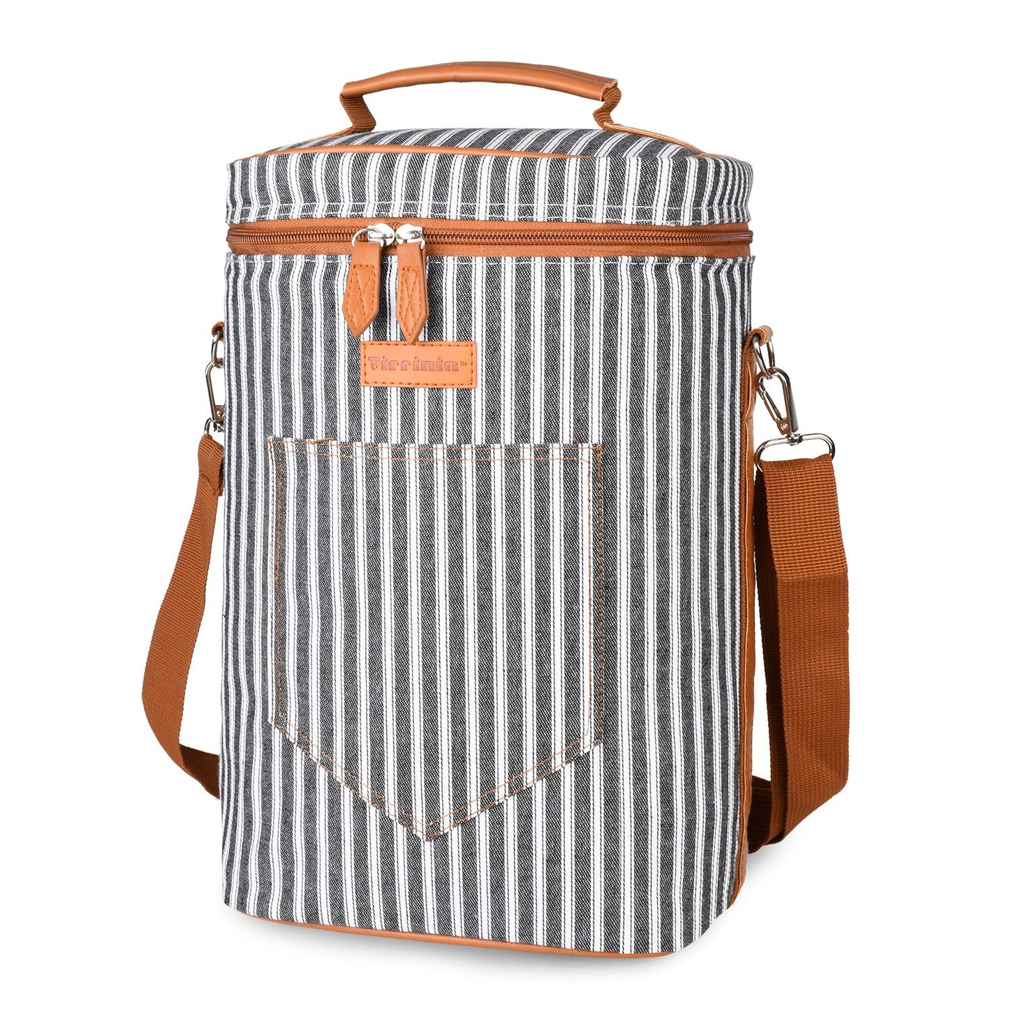 Tirrinia 2 Bottle Leakproof Insulated Wine Tote Carrier Bag - Padded Cooler for Travel, Restaurants, Tasting, Parties, Great Gift for Wine Lovers