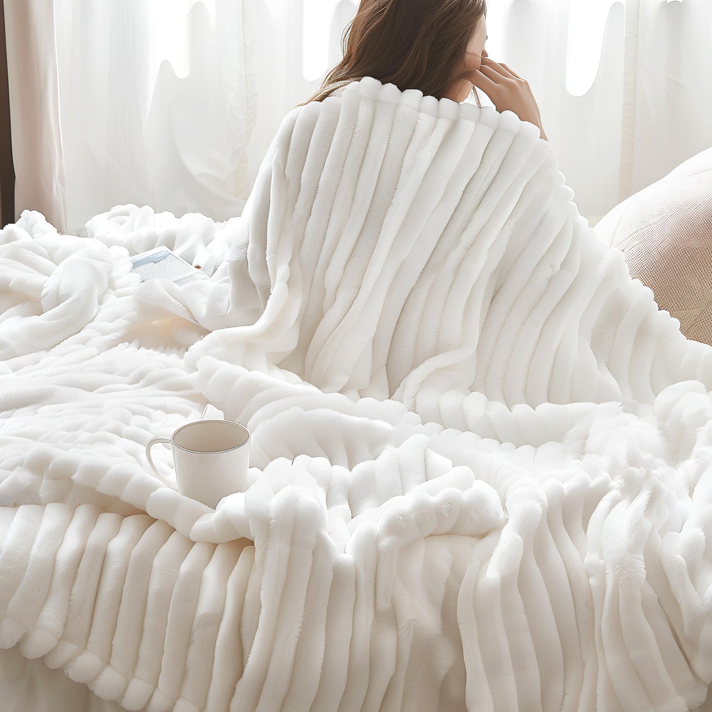Bedsure White Throw Blanket for Couch - GentleSoft Cozy Soft Blankets for Women, Cute Small Fleece Throws for Girls, Birthday Gifts for Women, Mothers Day Decor Gifts for Mom, Off White, 50x60 Inches