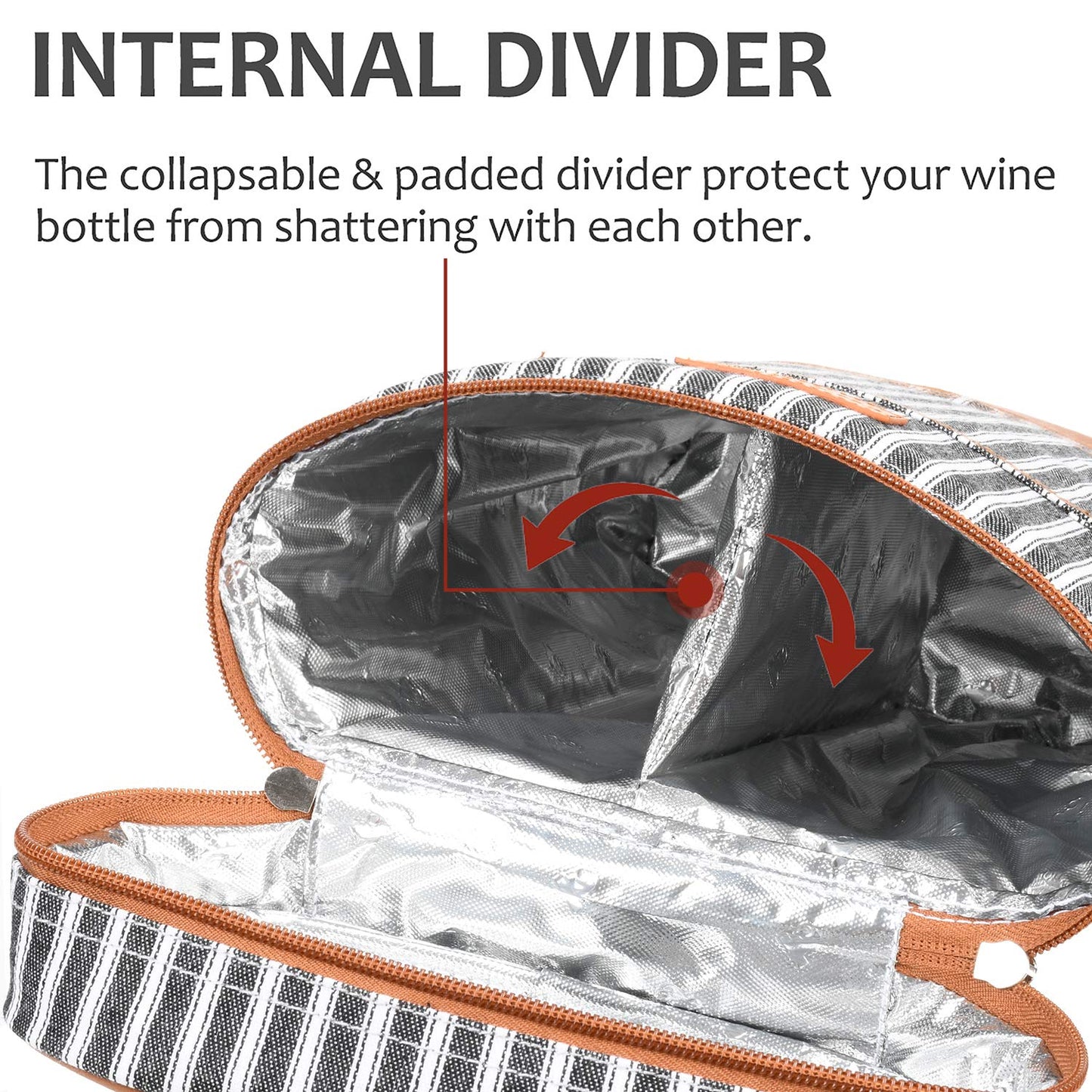 Tirrinia 2 Bottle Leakproof Insulated Wine Tote Carrier Bag - Padded Cooler for Travel, Restaurants, Tasting, Parties, Great Gift for Wine Lovers