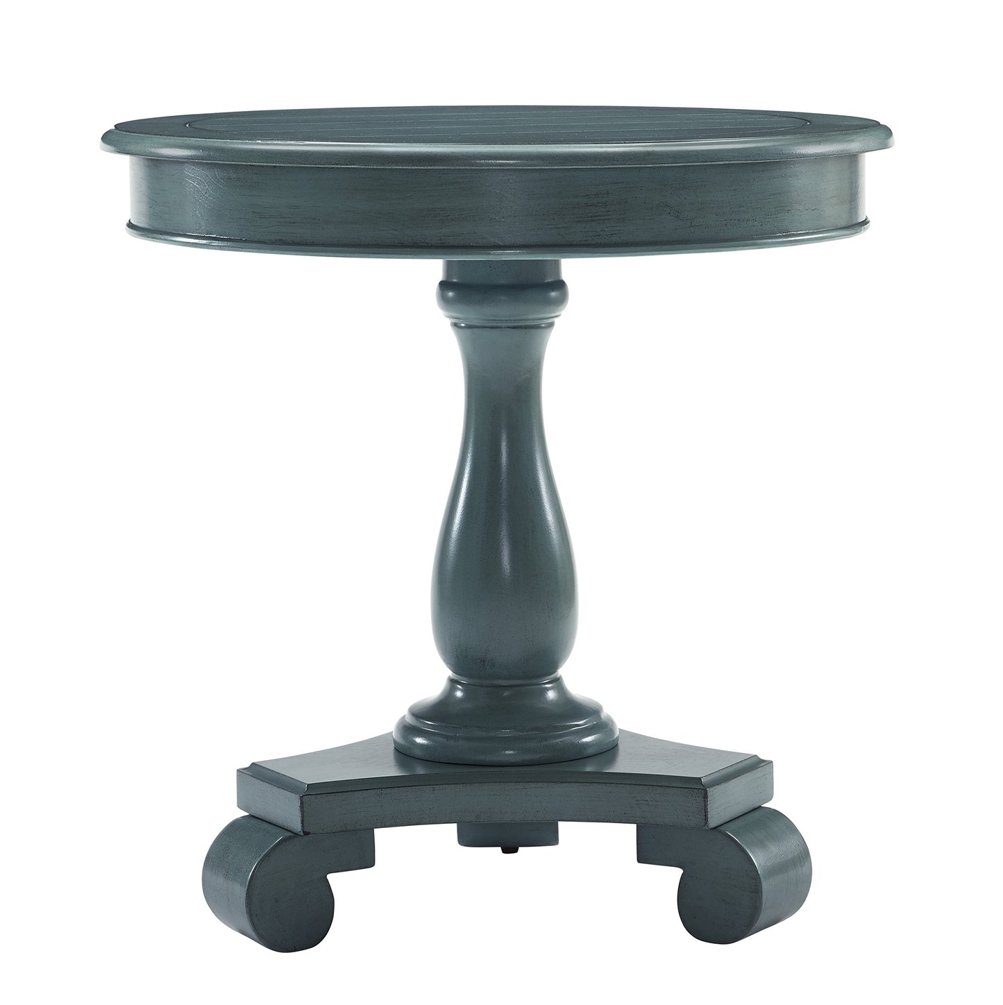 Roundhill Furniture Rene Round Wood Pedestal Side Table, Antique White