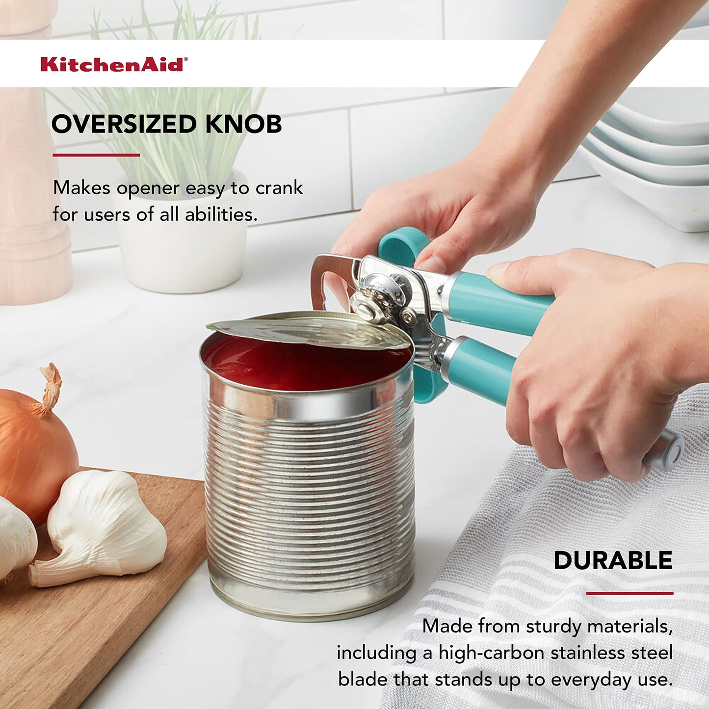 KitchenAid Classic Multifunction Can Opener and Bottle Opener Easy to Use, Razor Sharp Stainless Steel Cutting Wheel, Soft Ergonomic Handles, Black
