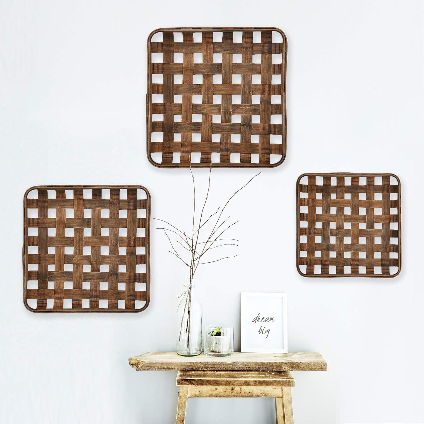 Barnyard Designs Tobacco Baskets Rustic Vintage Farmhouse Nesting Trays, Set of 3