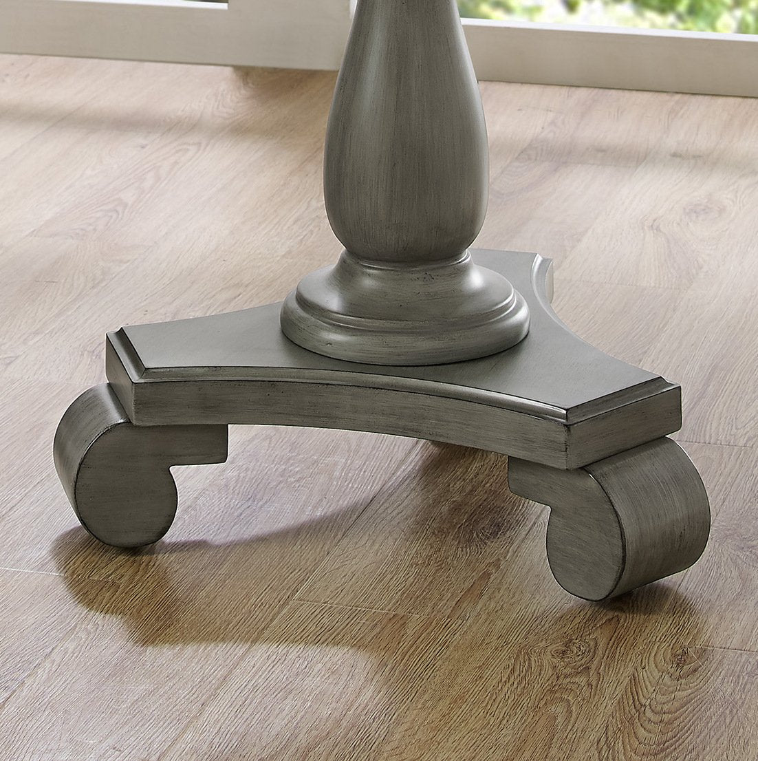 Roundhill Furniture Rene Round Wood Pedestal Side Table, Antique White