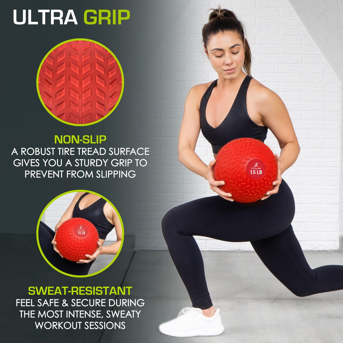 ProsourceFit Slam Medicine Balls 5, 10, 15, 20, 25, 30, 50lbs Smooth and Tread Textured Grip Dead Weight Balls for Strength and Conditioning Exercises, Cardio and Core Workouts