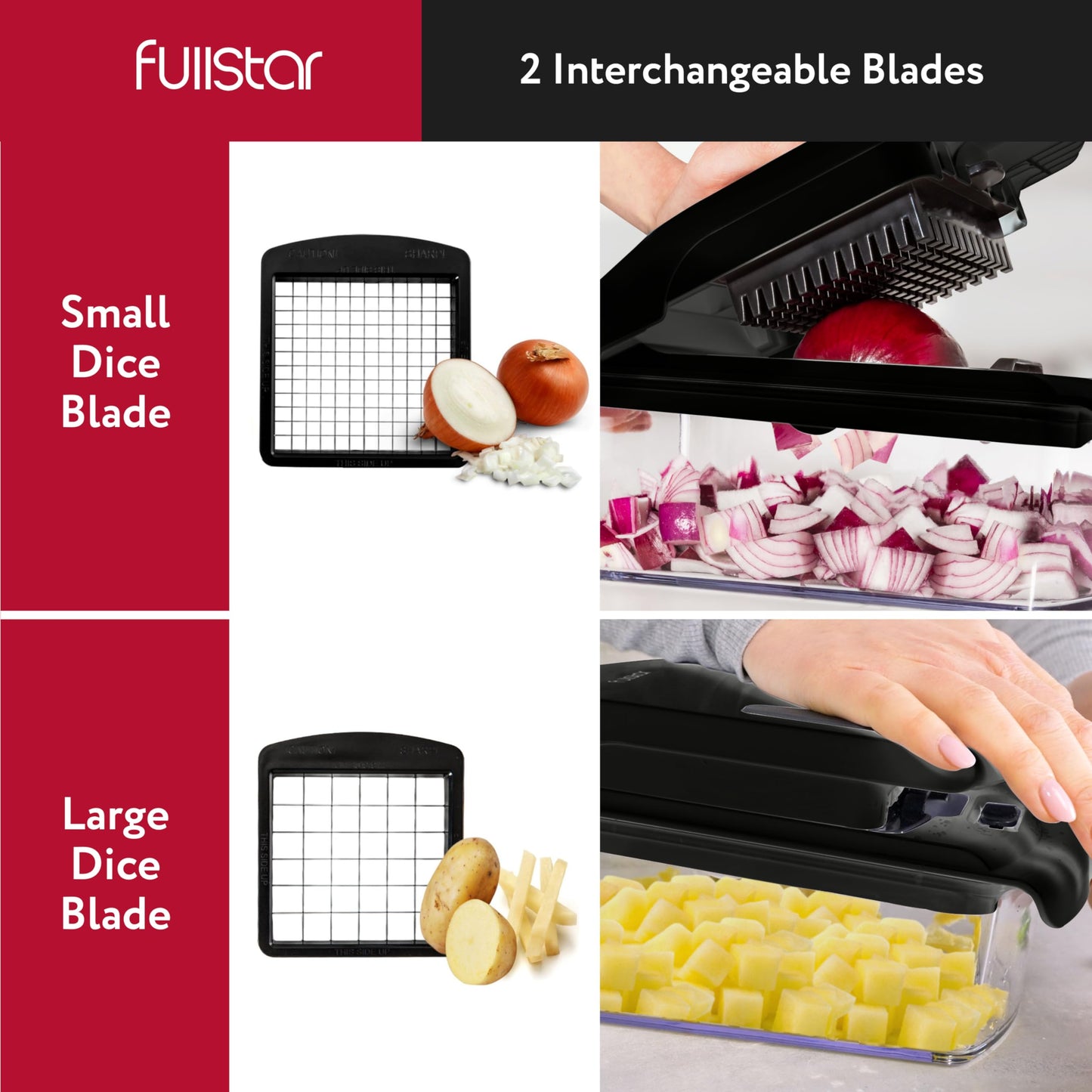 Fullstar Vegetable Chopper and Spiralizer - Food Chopper with Container, Fruit Slicer, Kitchen Gadgets & Accessories, Home Essentials (4 in 1, White)