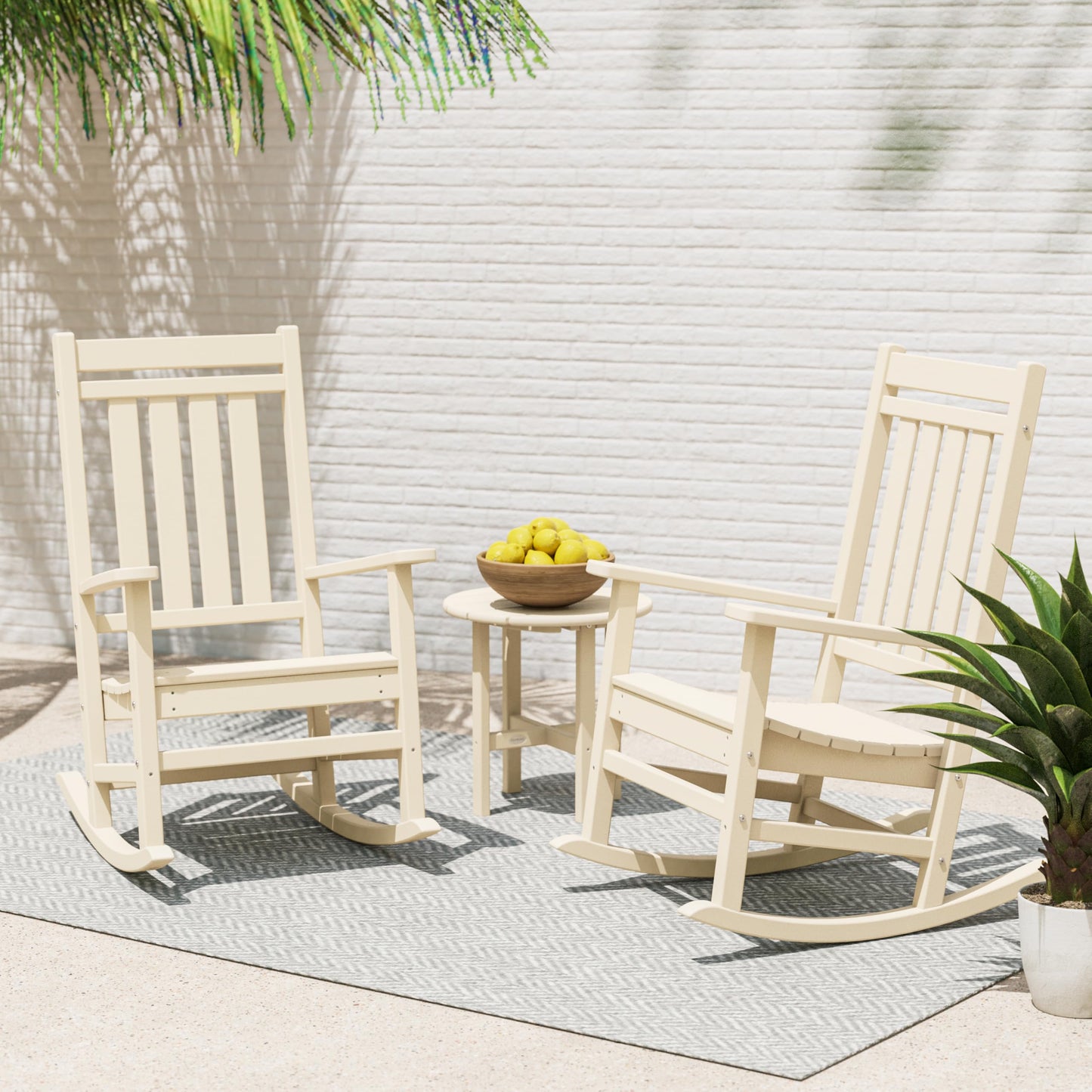 POLYWOOD® Estate 3-Piece Rocking Chair Set, Black