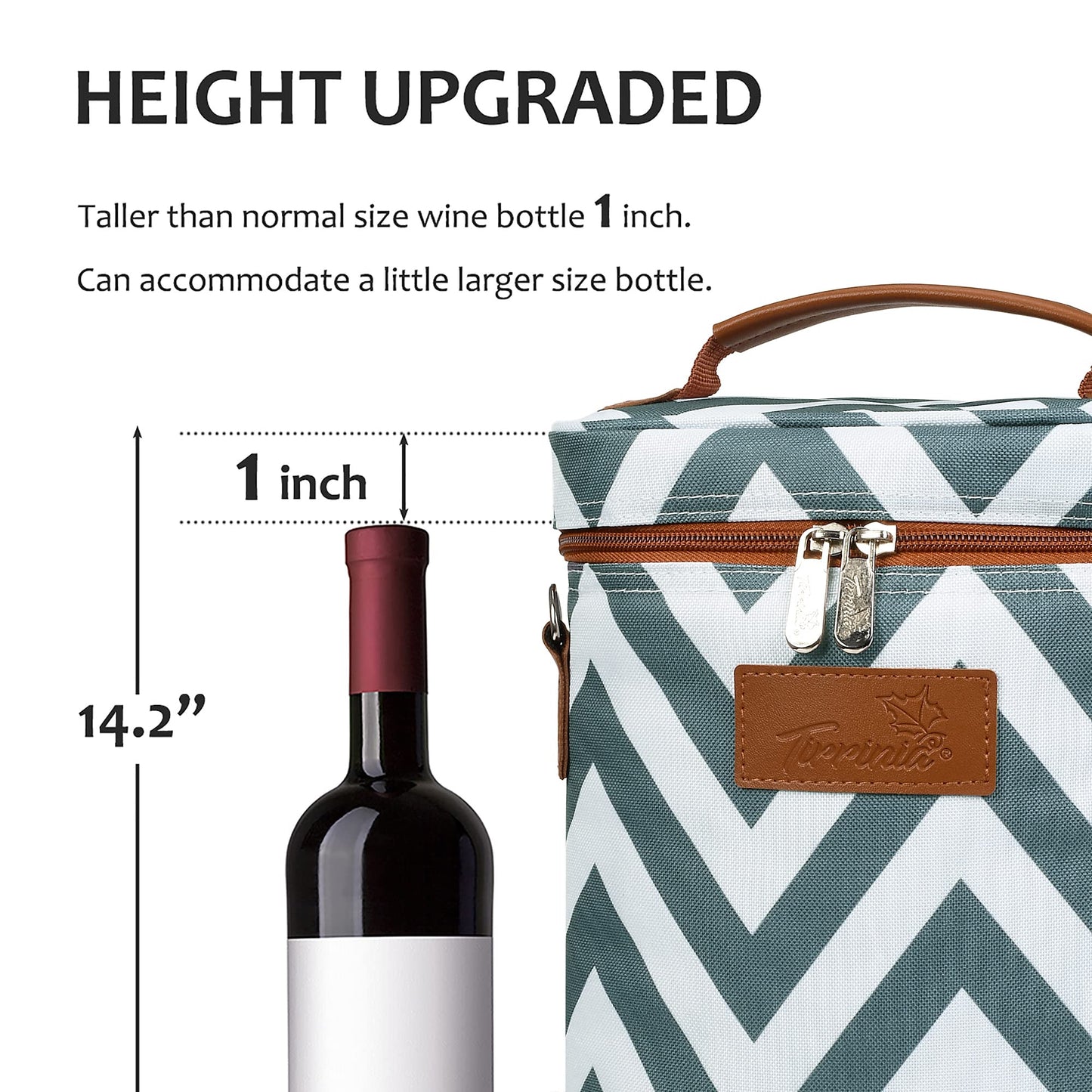 Tirrinia 2 Bottle Leakproof Insulated Wine Tote Carrier Bag - Padded Cooler for Travel, Restaurants, Tasting, Parties, Great Gift for Wine Lovers