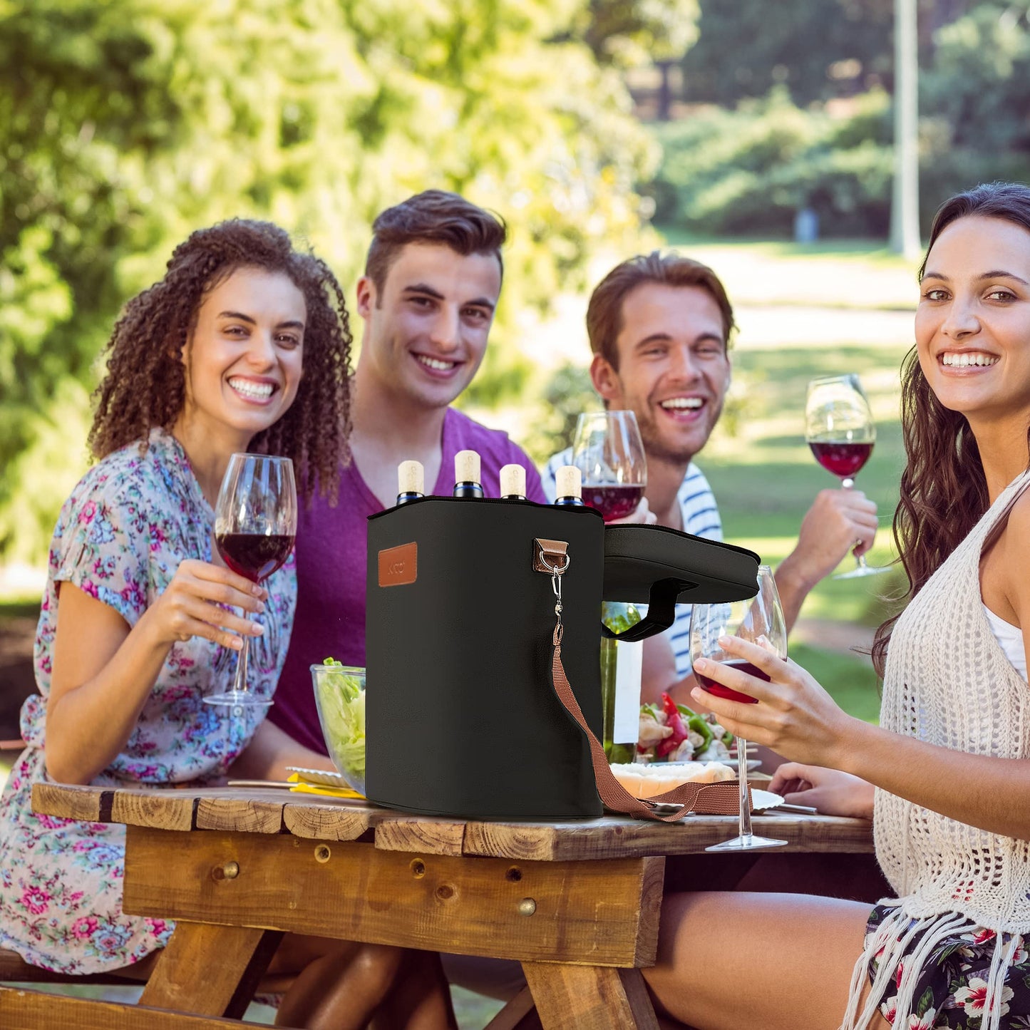 Tirrinia 2 Bottle Leakproof Insulated Wine Tote Carrier Bag - Padded Cooler for Travel, Restaurants, Tasting, Parties, Great Gift for Wine Lovers