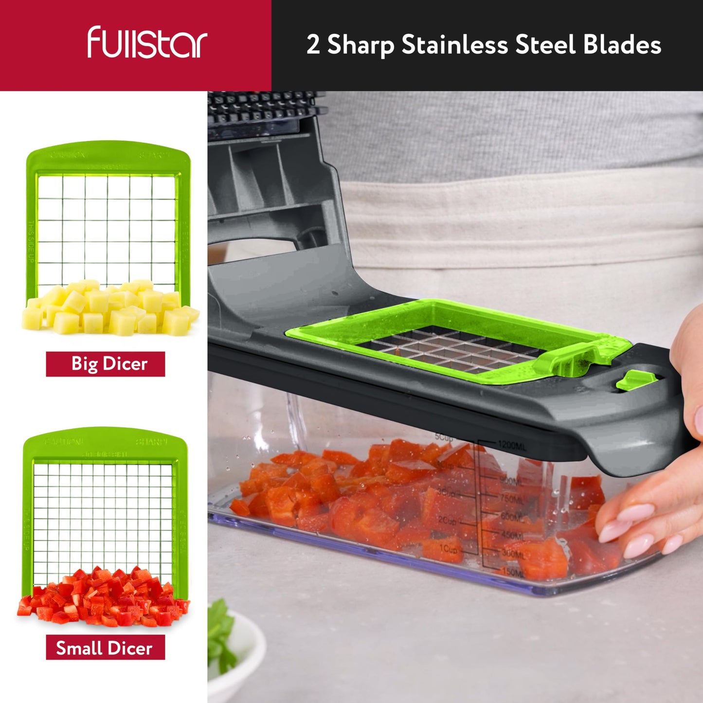 Fullstar Vegetable Chopper and Spiralizer - Food Chopper with Container, Fruit Slicer, Kitchen Gadgets & Accessories, Home Essentials (4 in 1, White)