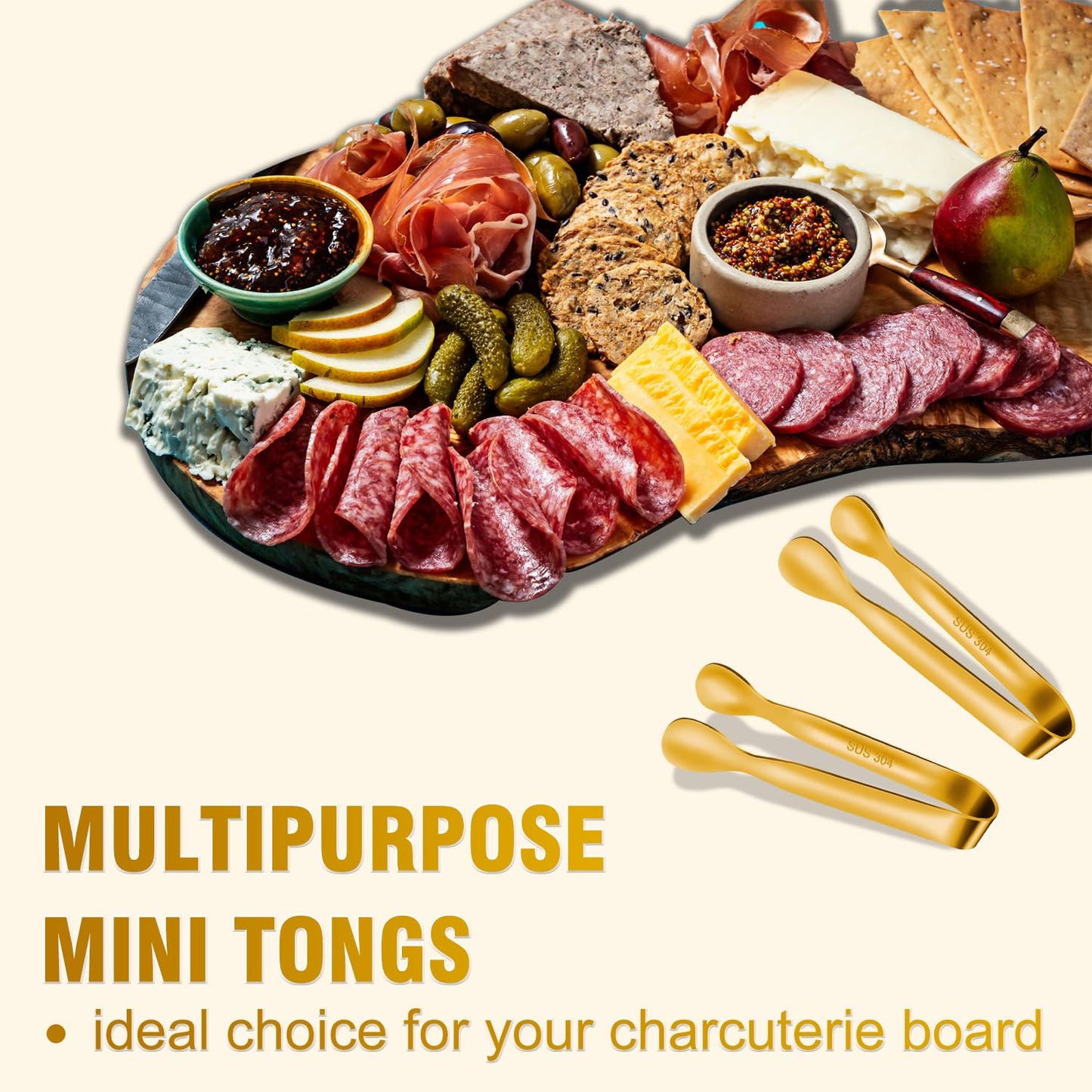 Tongs For Cooking - Heat Resistant 600 Degrees Stainless Steel Kitchen Tong,Heavy Duty Metal Locking Tongs - Perfect for Food,Salad and BBQ set of 3 (7",9" and 12") Dishwasher