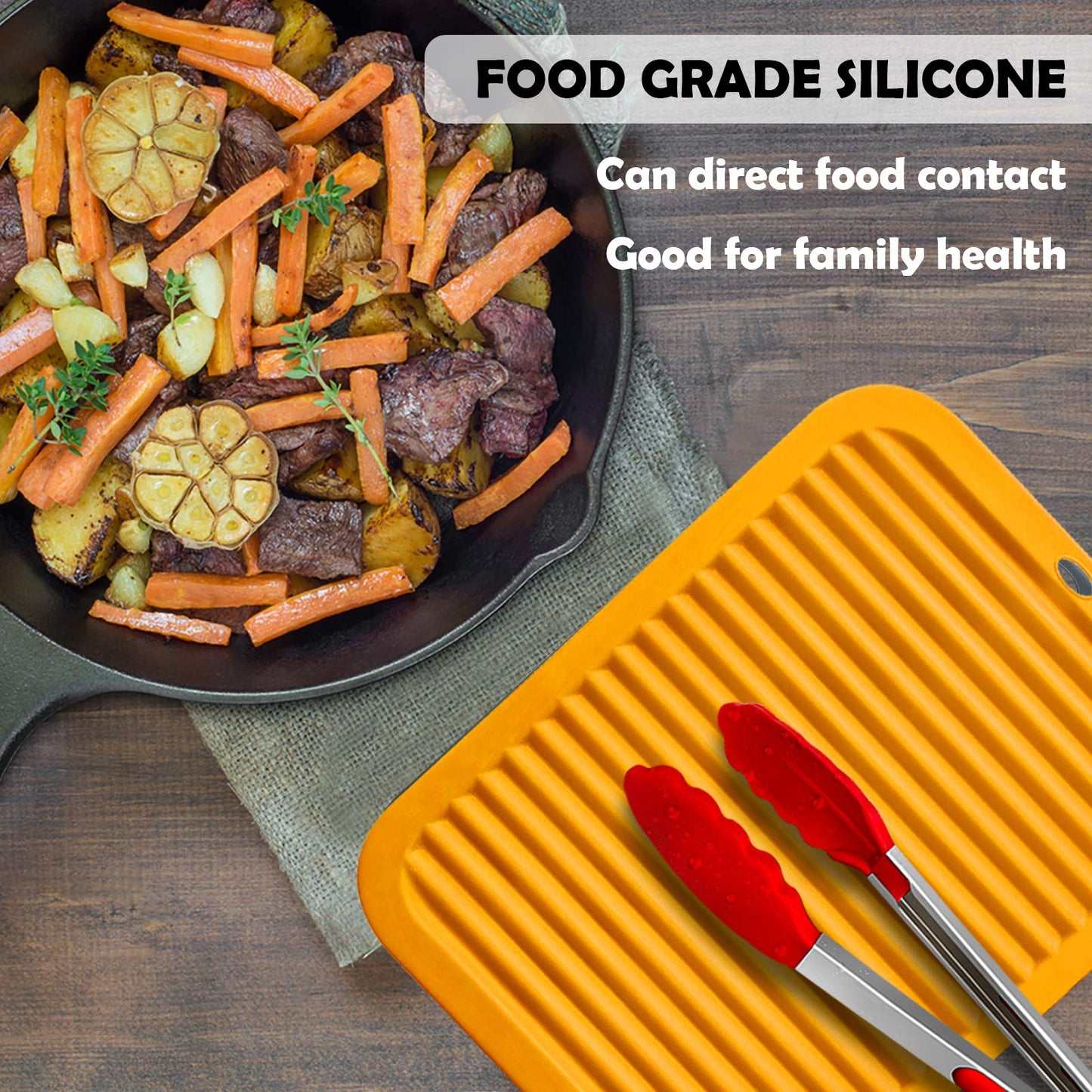 Walfos Silicone Trivet Mats - 4 Heat Resistant Pot Holders, Multipurpose Non-Slip Hot Pads for Kitchen Potholders, Hot Dishers, Jar Opener, Spoon Holder, Food Grade Silicone & BPA Free (Black)
