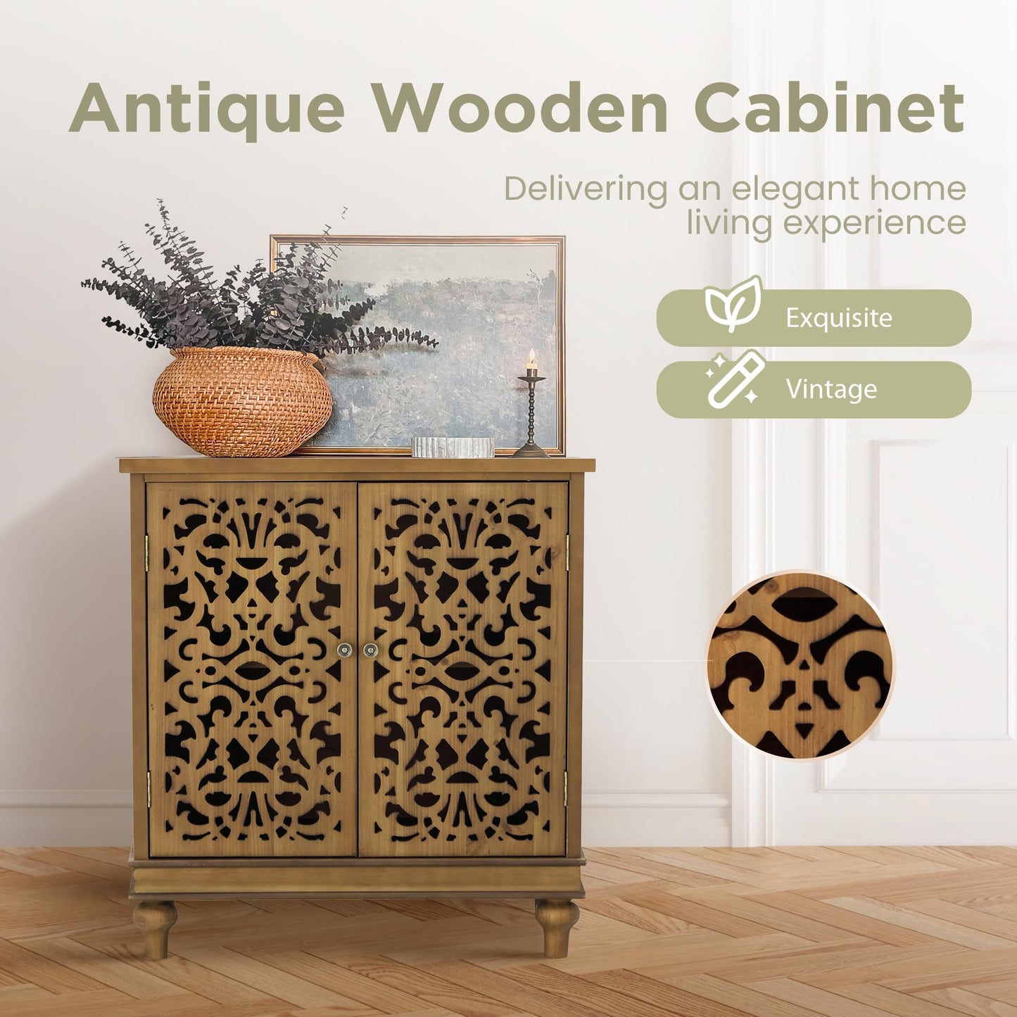 Sophia & William Tall Storage Cabinet 47.4", Decorative 2-Door Tall Accent Cabinet, for Living Room, Dining Room, White