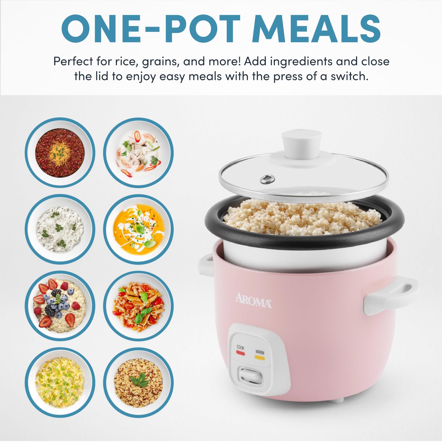 Aroma Housewares 4-Cups (Cooked) / 1Qt. Rice & Grain Cooker (ARC-302NGBL), Blue