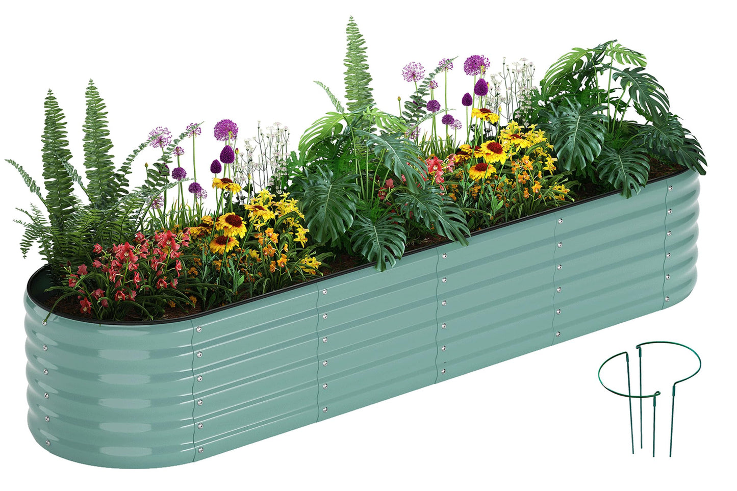 Galvanized Metal Planter Raised Garden Bed Kit for Gardening Outdoor,8x2x1ft Planter Grow Garden Box Raised Flower Bed,Long Vegetable Clearance Herb Raised Garden Beds for Gardening
