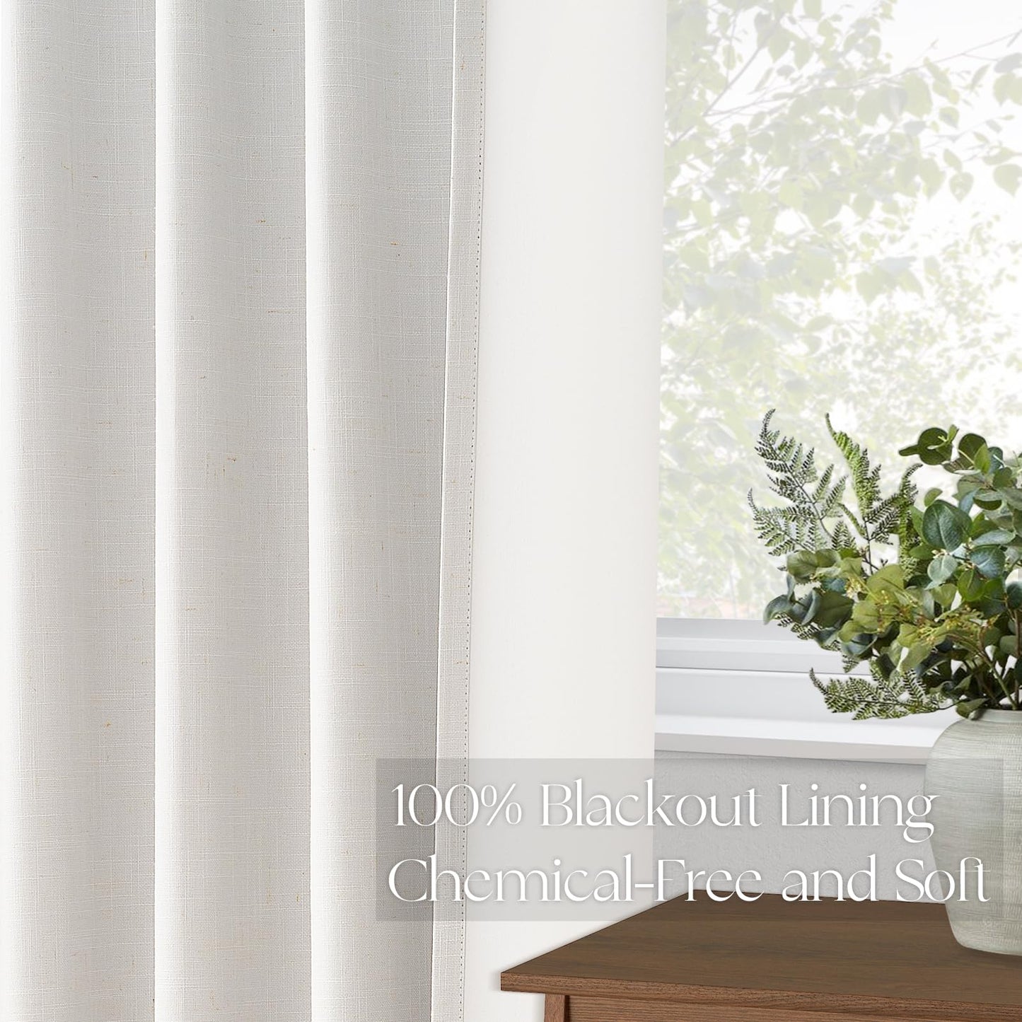 Topfinel 120 Inches Long Extra Long Pinch Pleat Faux Linen Curtains for Living Room,Neutral Beige 100 Percent Blackout Floor to Ceiling Farmhouse Sound Absorbing Drapes 2 Panels for Track System 10 FT