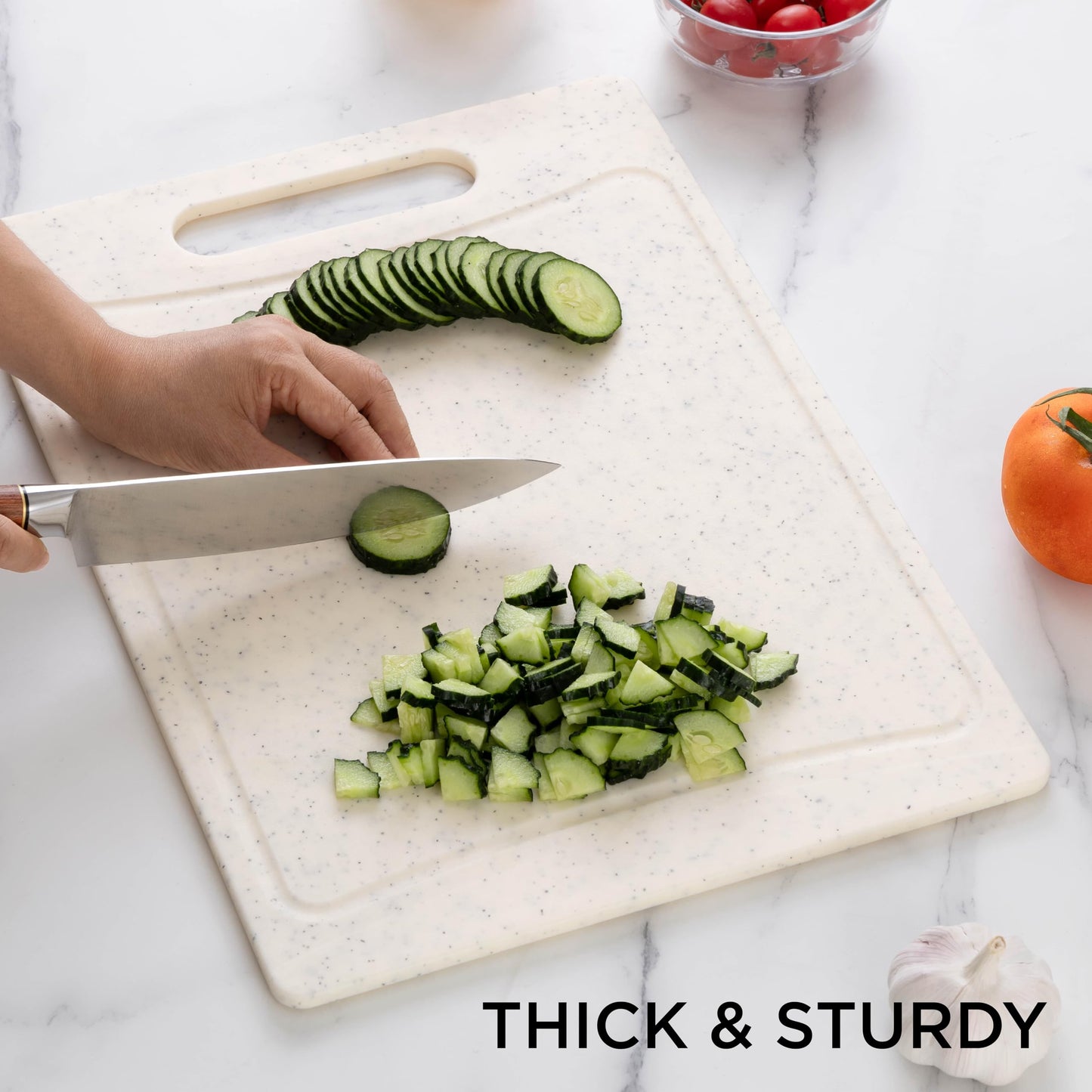 COOK WITH COLOR Non-Slip Cutting Board Set – Kitchen Essentials with Easy Grip Handle for Meat, Veggies, and Fruits, 3 Cutting Boards, Teal