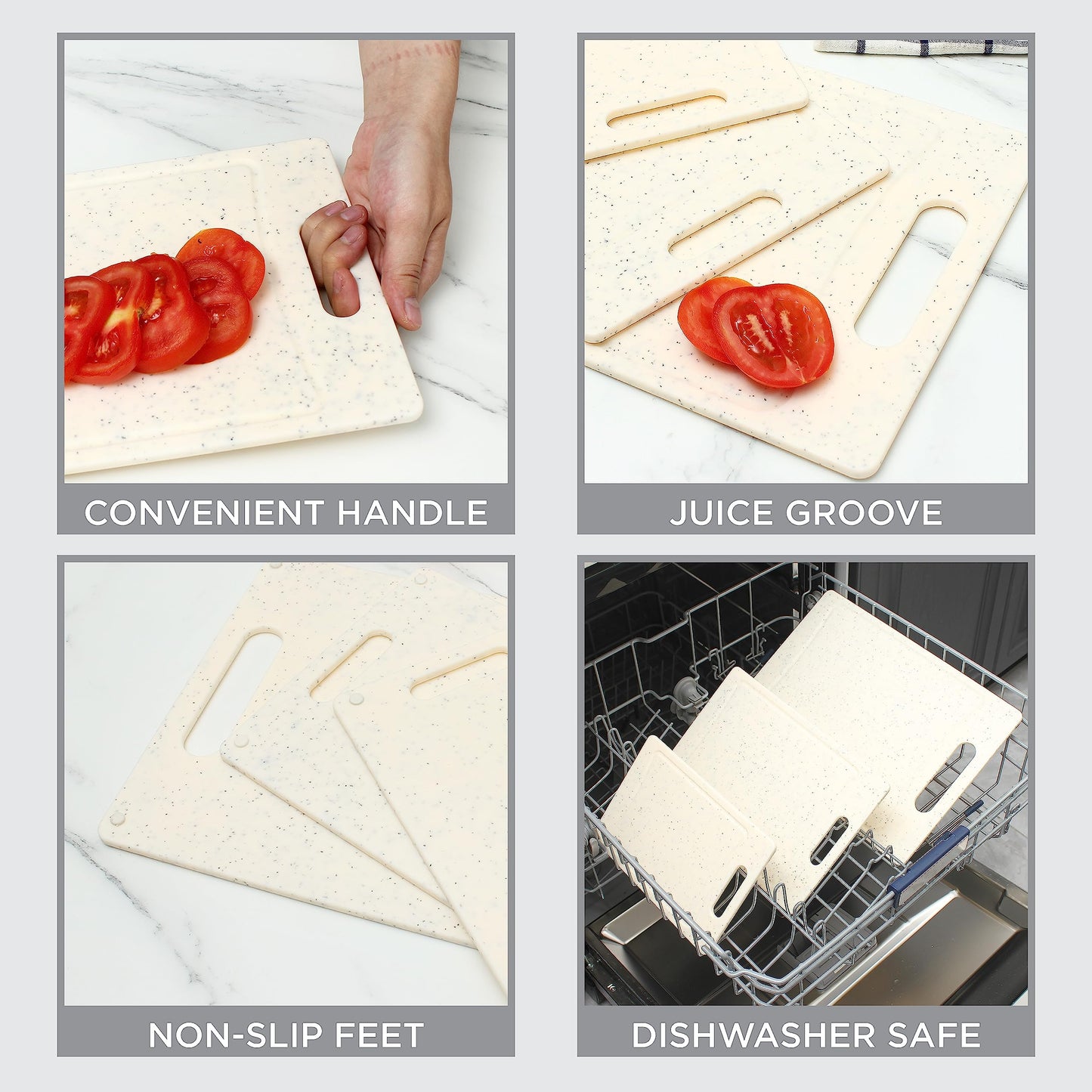 COOK WITH COLOR Non-Slip Cutting Board Set – Kitchen Essentials with Easy Grip Handle for Meat, Veggies, and Fruits, 3 Cutting Boards, Teal