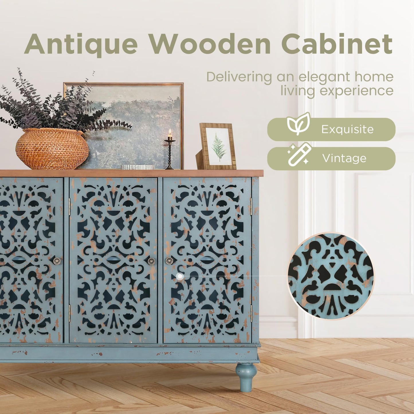 Sophia & William Tall Storage Cabinet 47.4", Decorative 2-Door Tall Accent Cabinet, for Living Room, Dining Room, White