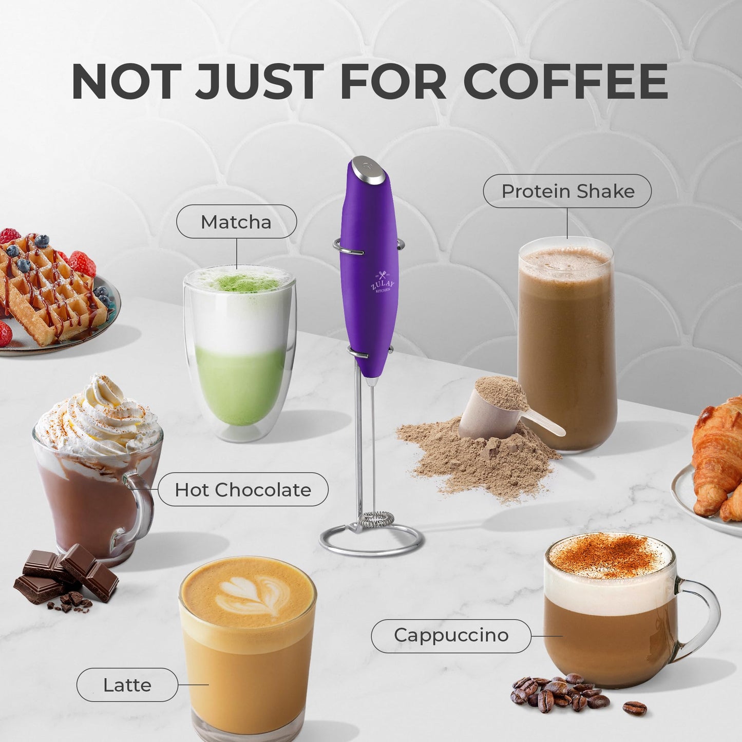 Zulay Double Whisk Milk Frother Handheld Mixer - High Powered Frother For Coffee With Improved Motor - Milk Frother Electric Whisk Drink Mixer For Cappuccino, Frappe, Matcha, Twin Whisk - Black/Copper