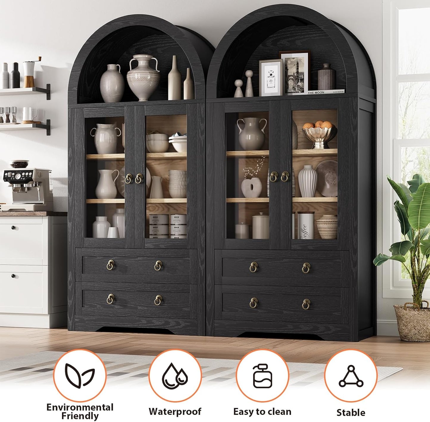 Kitchen Pantry Cabinet Arched Cabinet Bookshelf/Bookcase