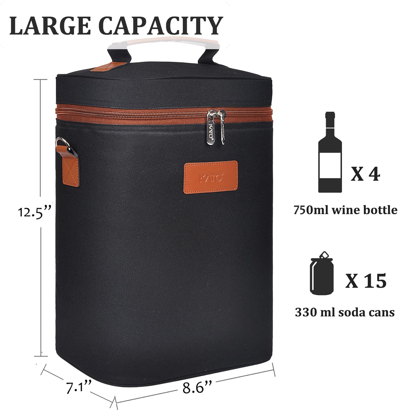 Tirrinia 2 Bottle Leakproof Insulated Wine Tote Carrier Bag - Padded Cooler for Travel, Restaurants, Tasting, Parties, Great Gift for Wine Lovers