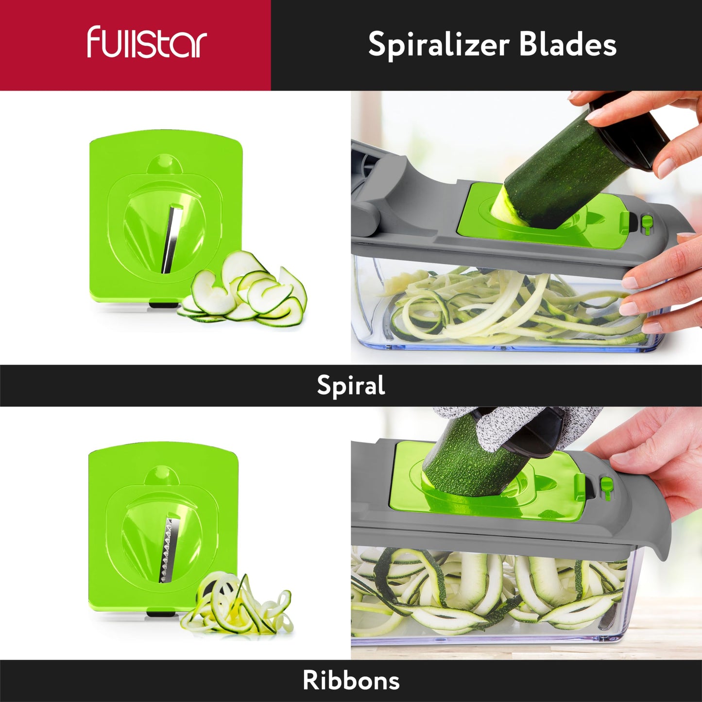 Fullstar Vegetable Chopper and Spiralizer - Food Chopper with Container, Fruit Slicer, Kitchen Gadgets & Accessories, Home Essentials (4 in 1, White)