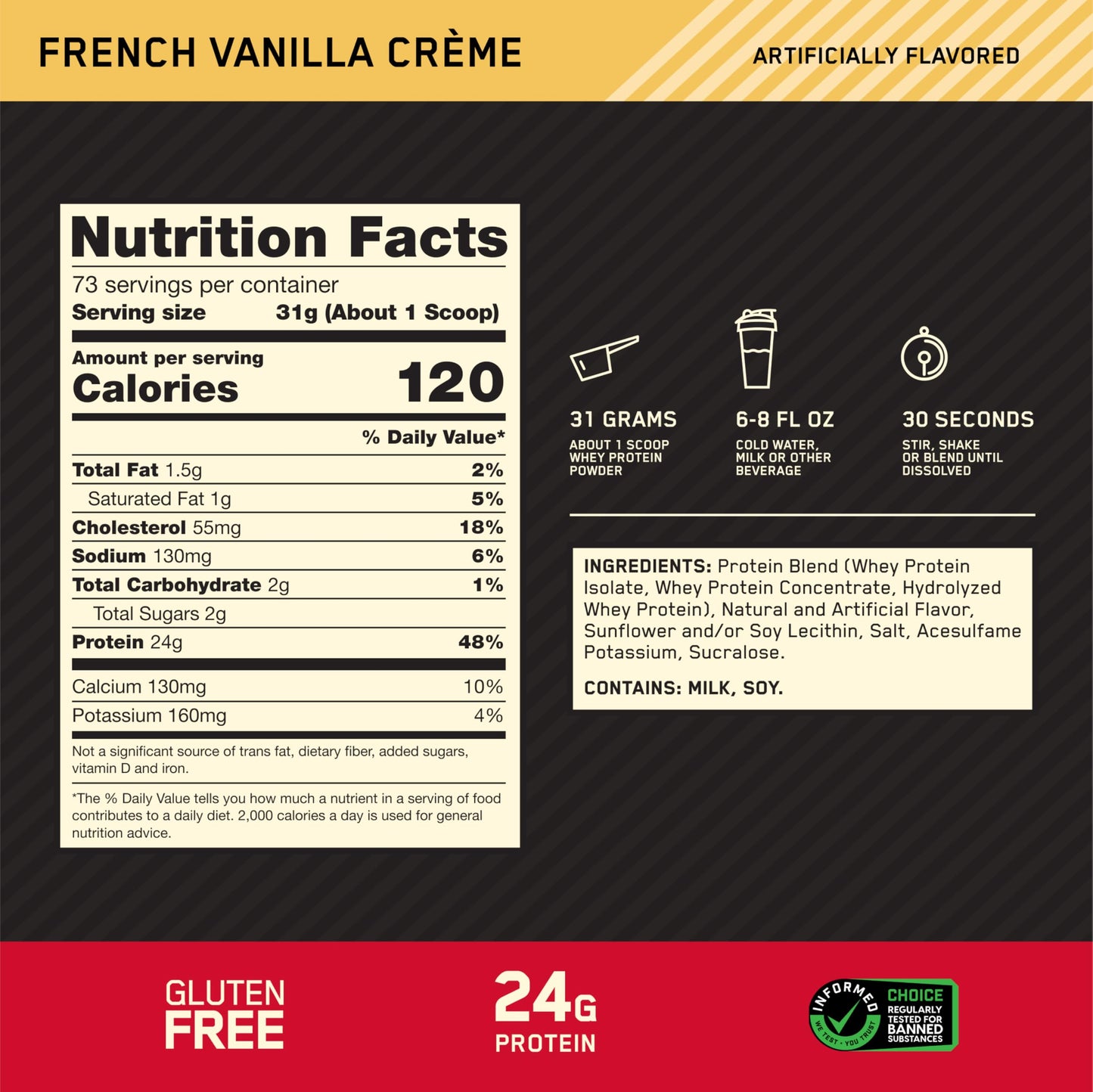 Optimum Nutrition Gold Standard 100% Whey Protein Powder, Double Rich Chocolate, 2 Pound (Packaging May Vary)