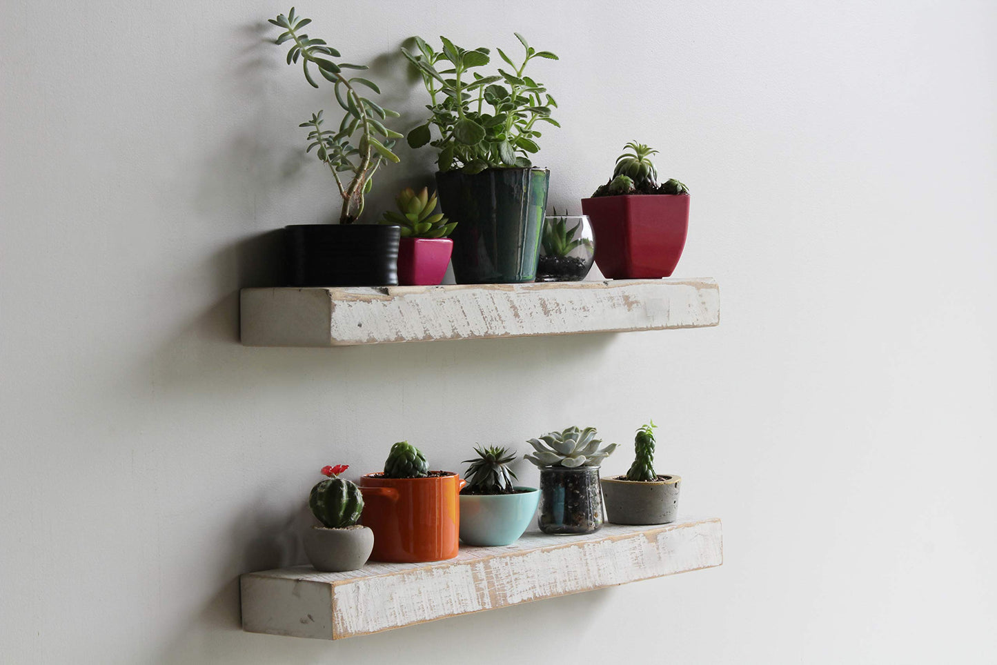 Urban Legacy Reclaimed Barnwood Planks | Floating Shelves for Wall w/Flush Mount Shelf Bracket Set Included | Set of 2 (Natural, 18"x 4.5"x 2")