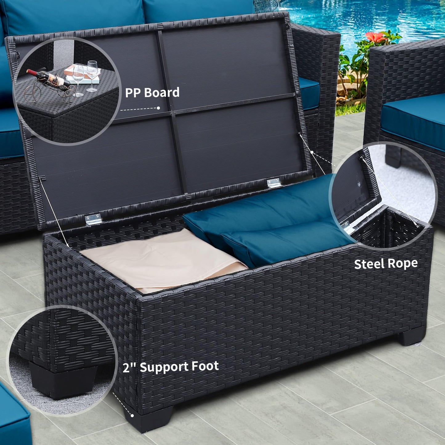 Rattaner 5 Pcs Outdoor Furniture Sets Patio Furniture Set with 45" Fire Pit Patio Couch Outdoor Chairs 60000 BTU Steel Propane Fire Pit Table No-Slip Cushions and Waterproof Covers, Light Grey